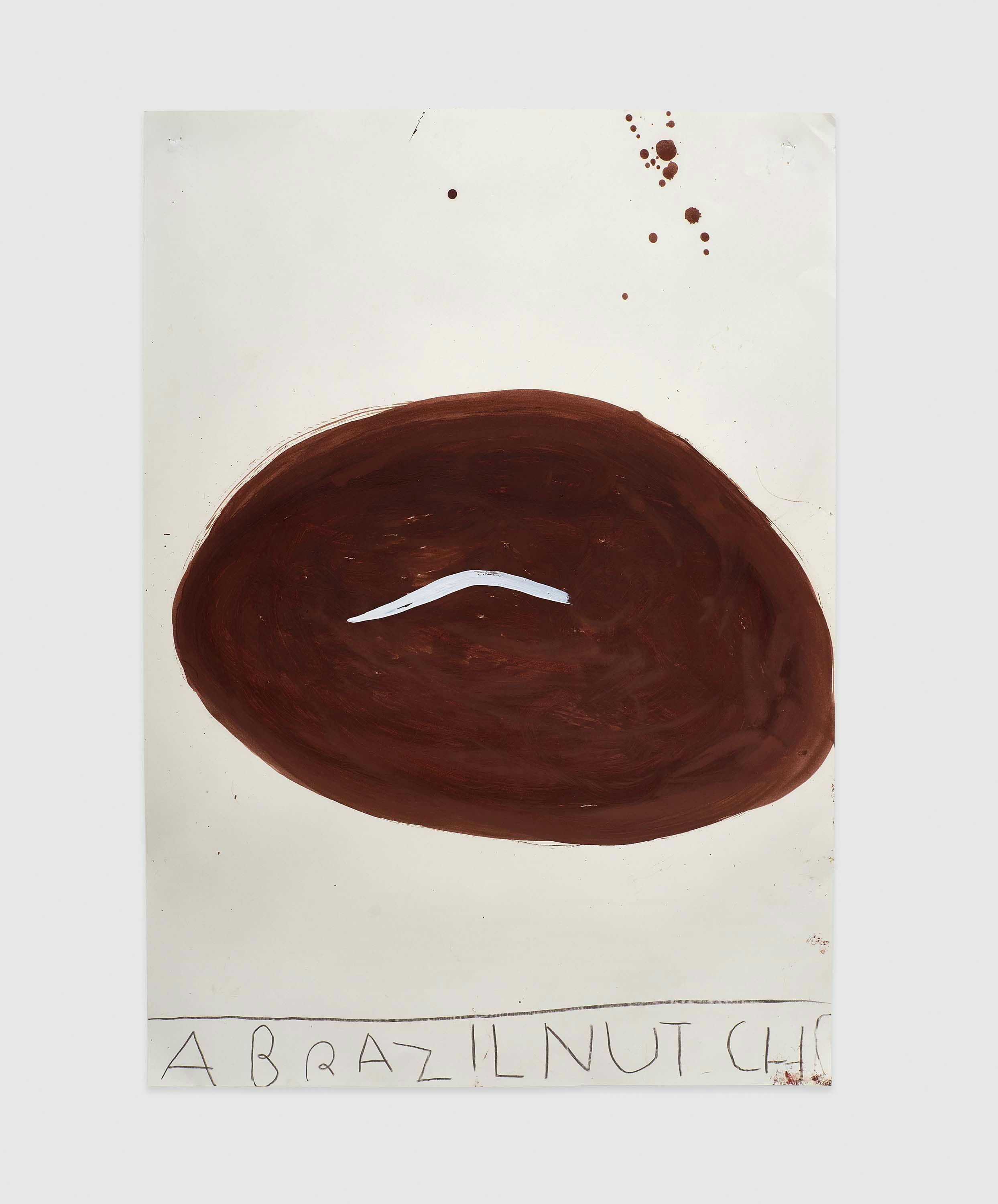 A work on paper by Rose Wylie, titled Brazil Nut, Choc, dated 2016.