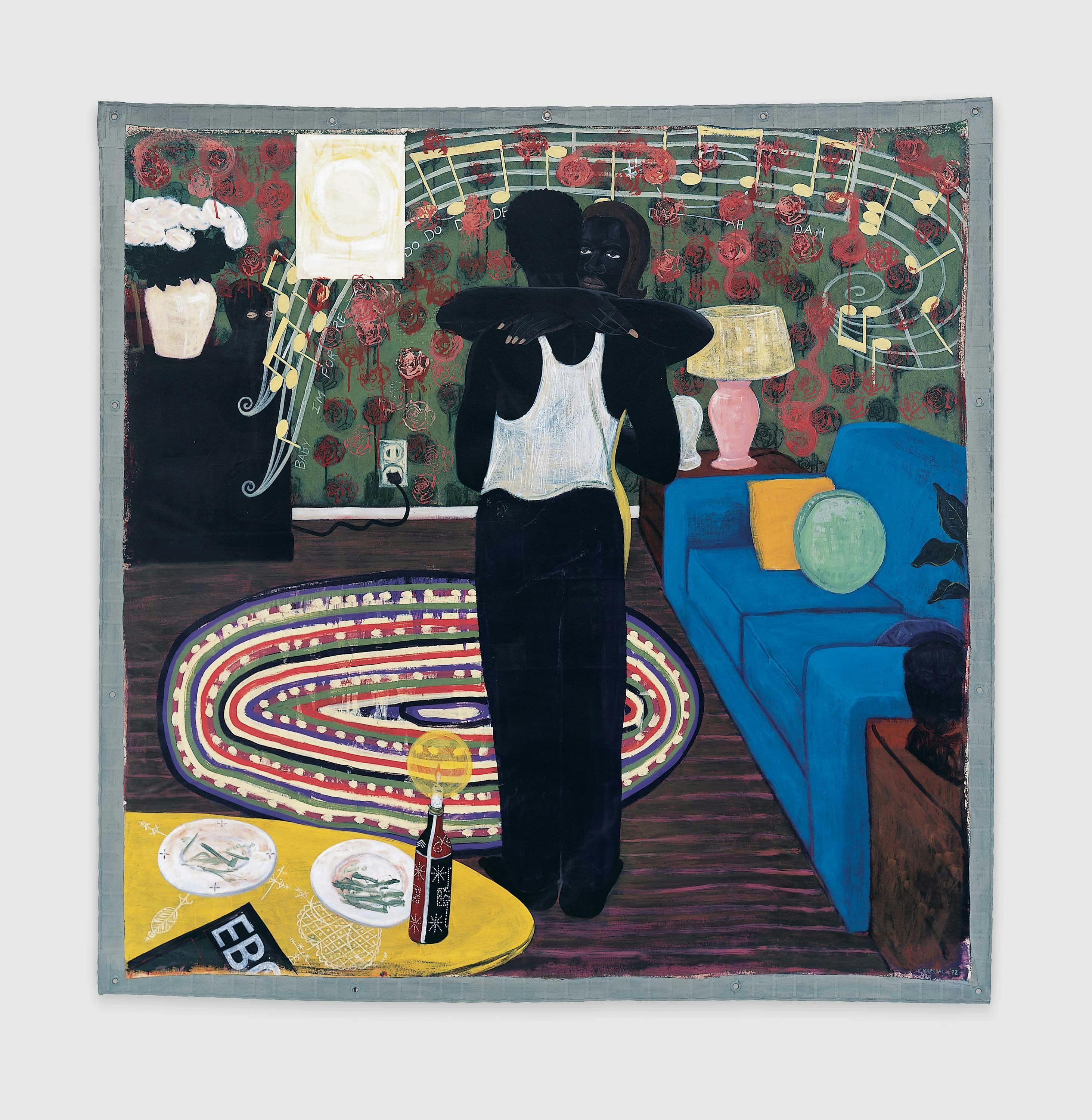 A painting by Kerry James Marshall, titled Slow Dance, 1992 to 1993.