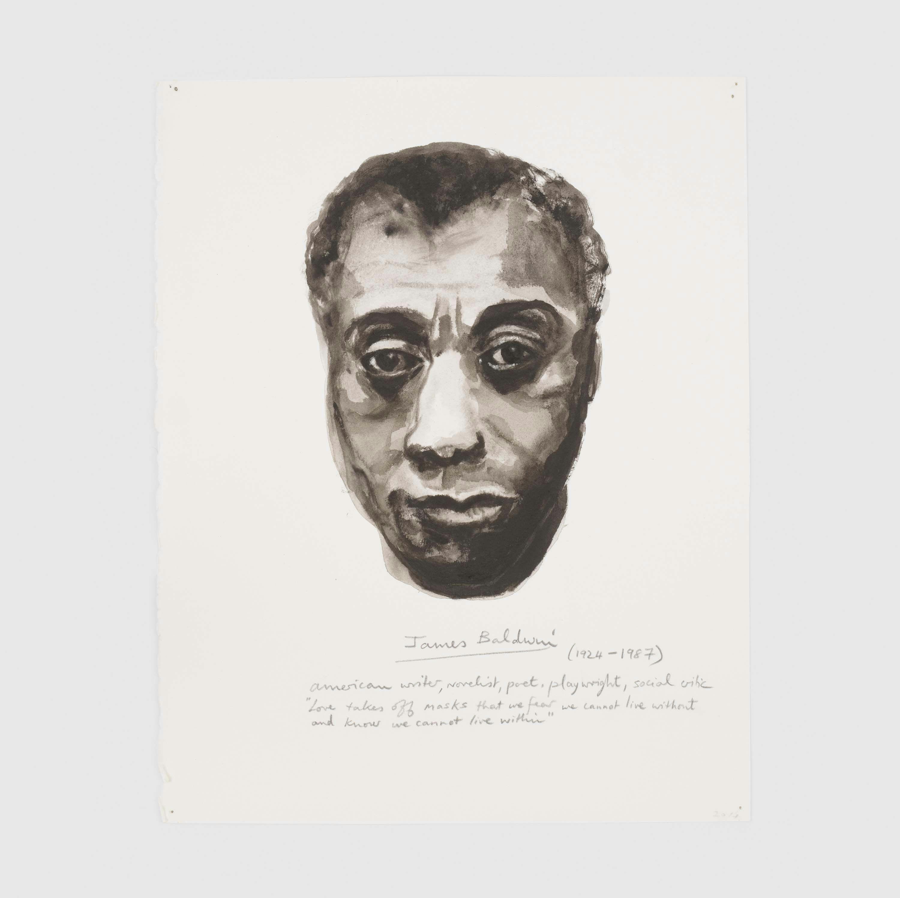 A work on paper by Marlene Dumas , titled James Baldwin, dated 2014.