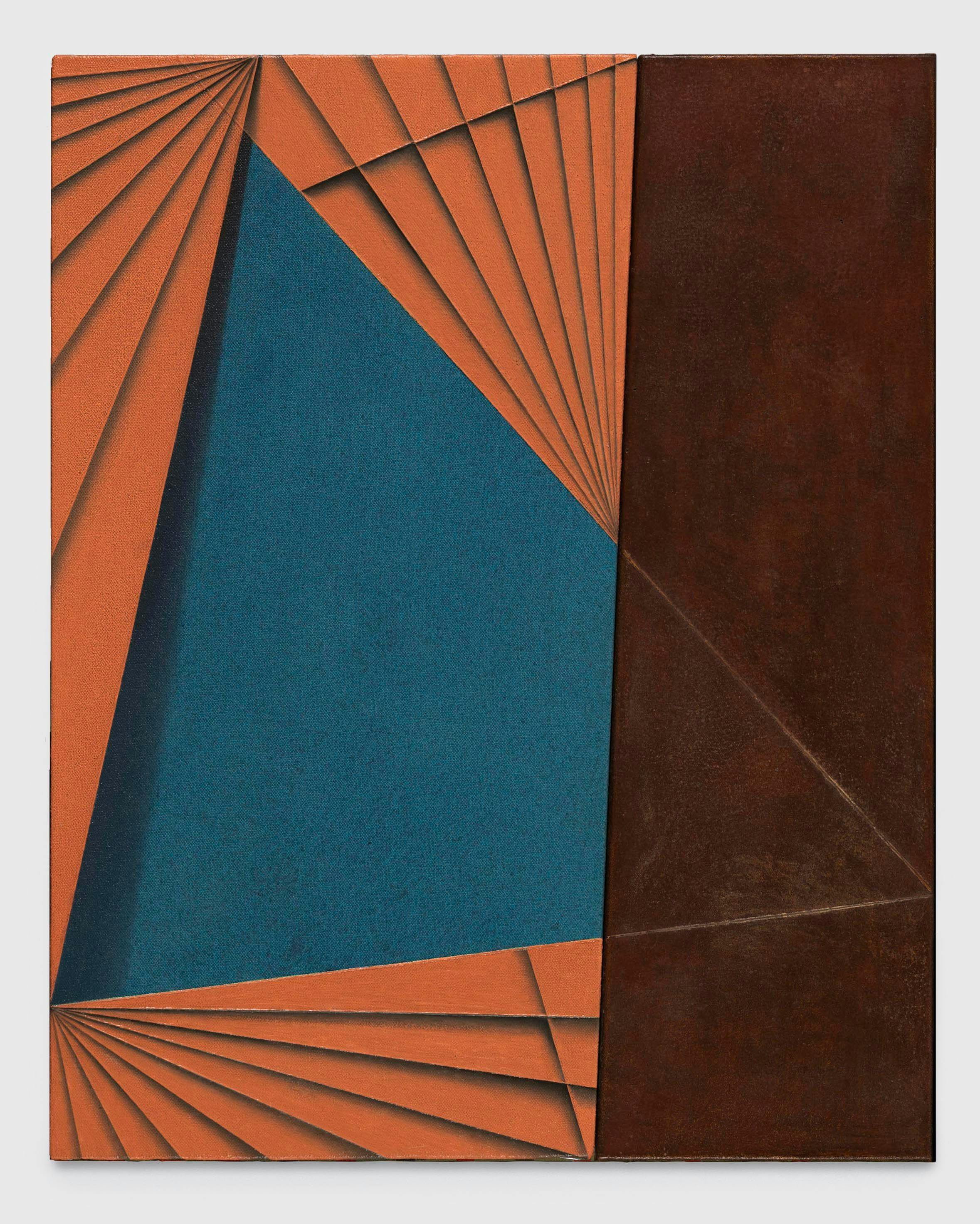 A painting by Tomma Abts, titled Theesko, dated 2019.