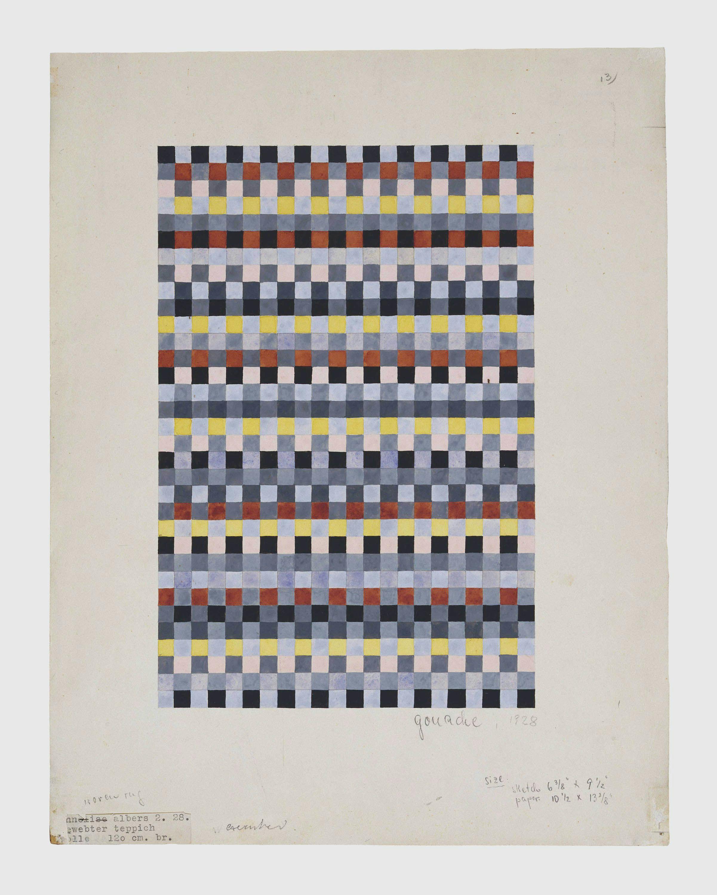 A drawing by Thomas Ruff, titled Rug Design for a Child's Room, dated 1928.