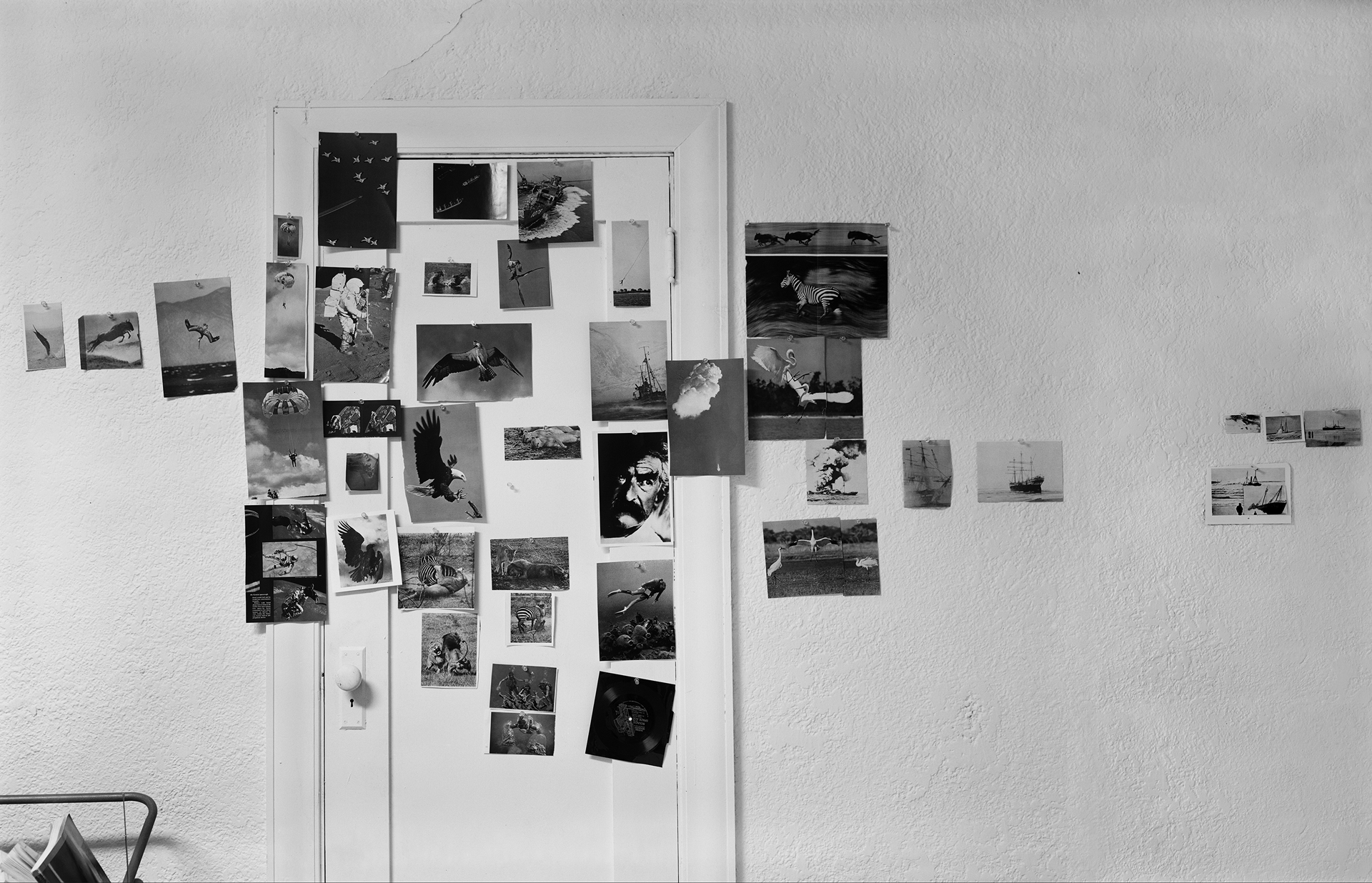 A photograph by James Welling, titled Jack Goldstein's Studio Wall, dated 1977.