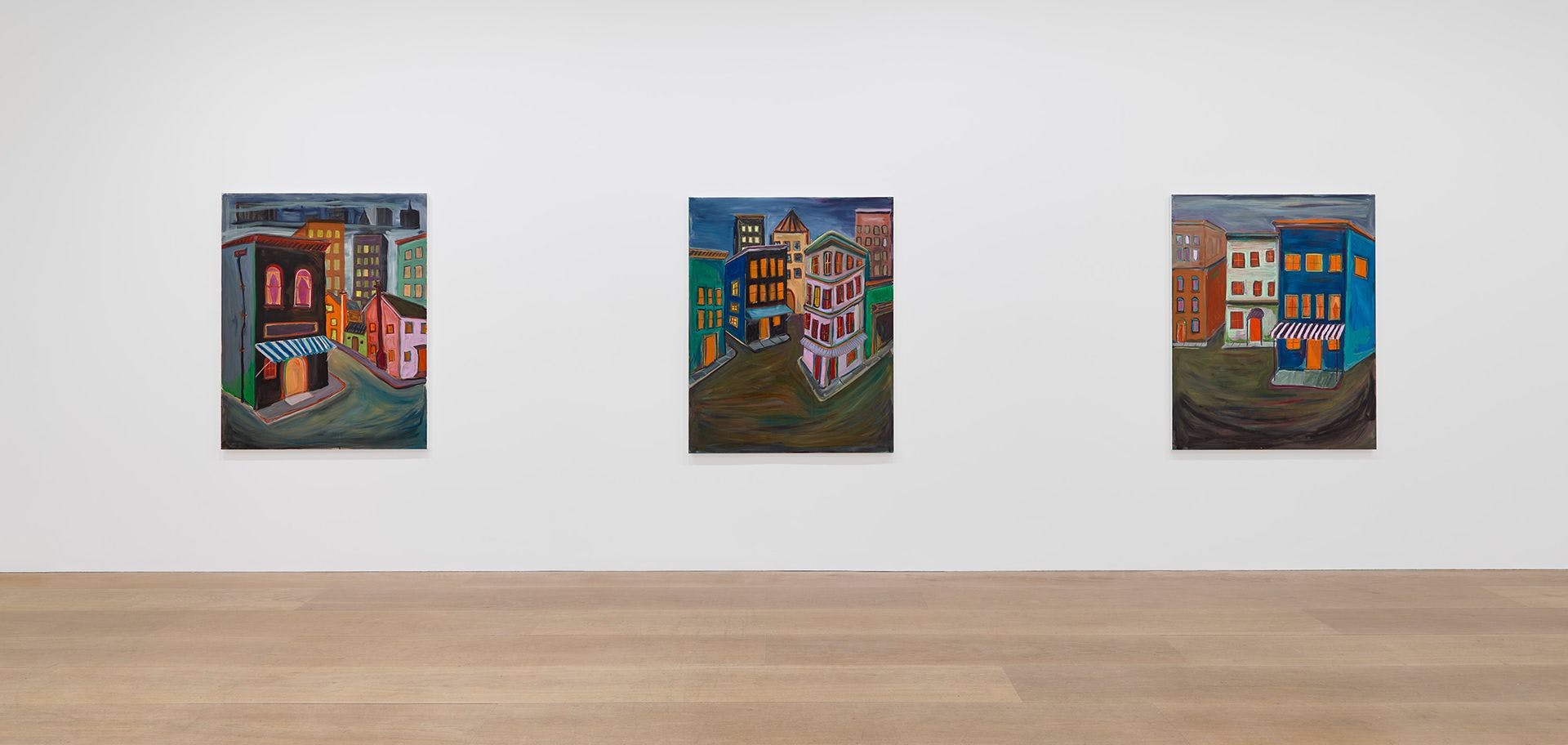 An installation of paintings by Josh Smith dated 2020
