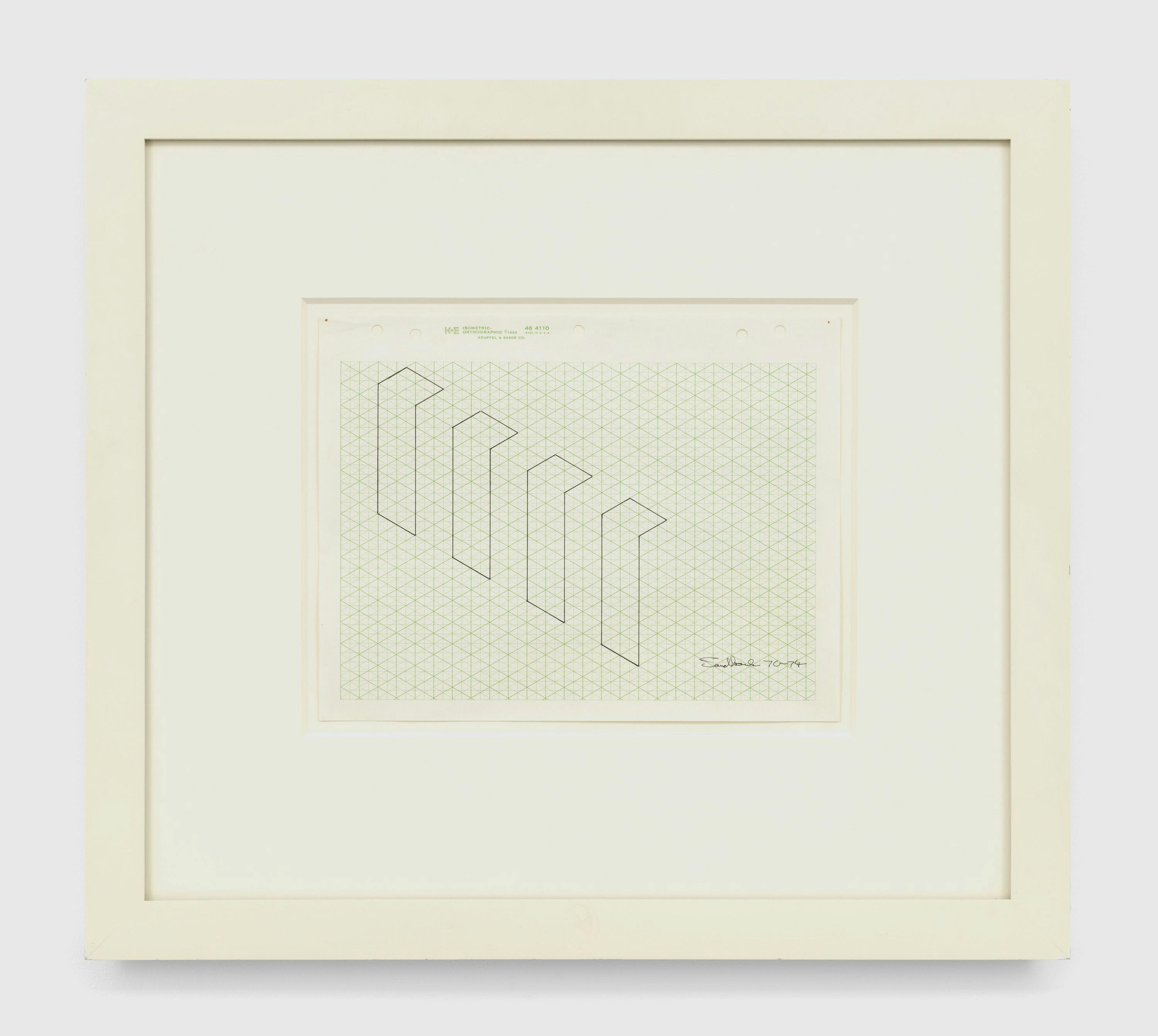 An untitled drawing by Fred Sandback, dated from 1970 to 1974.