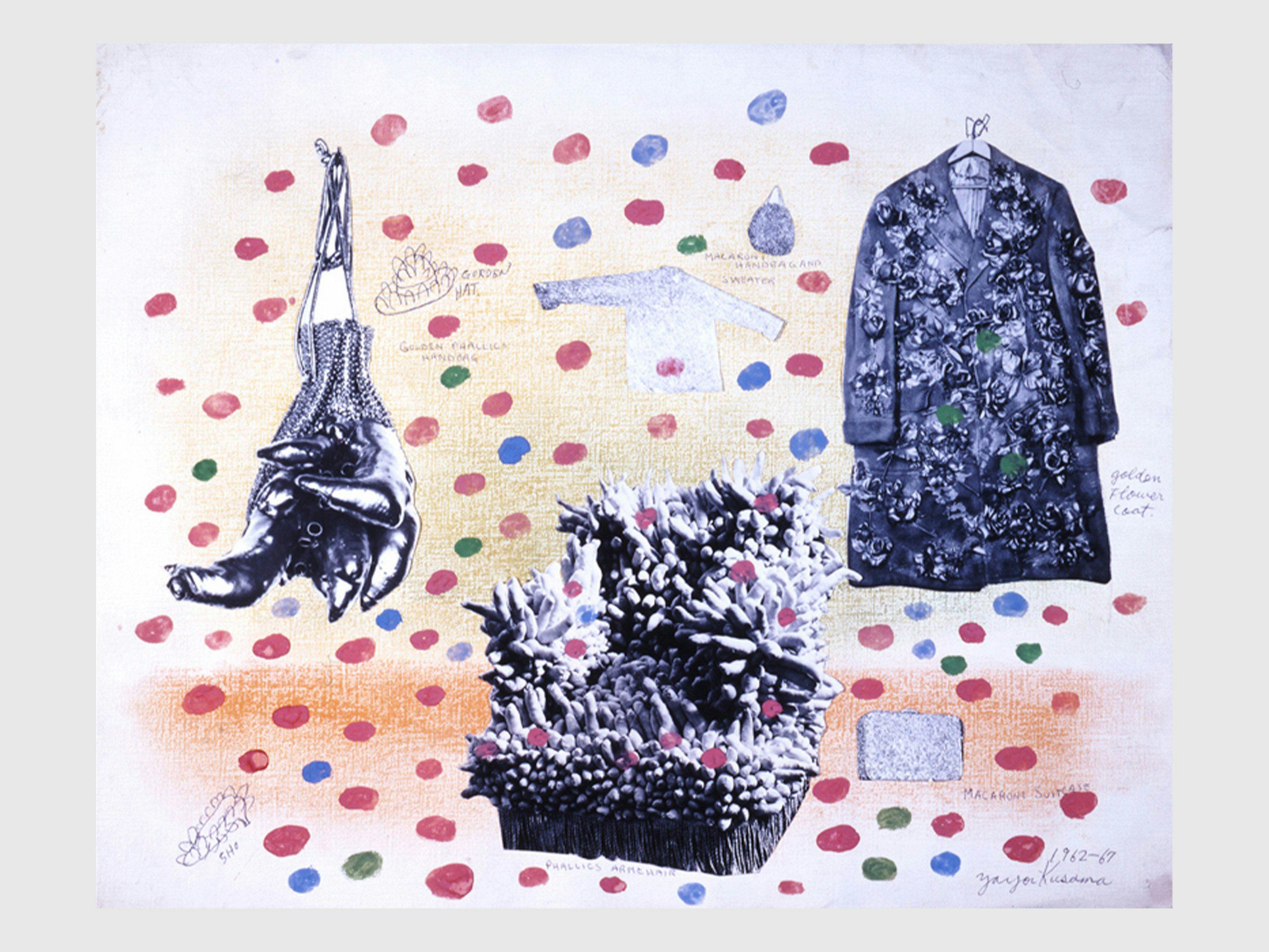 A mixed media artwork by Yayoi Kusama, titled Self Obliteration No. 1, 1962 to 1967.