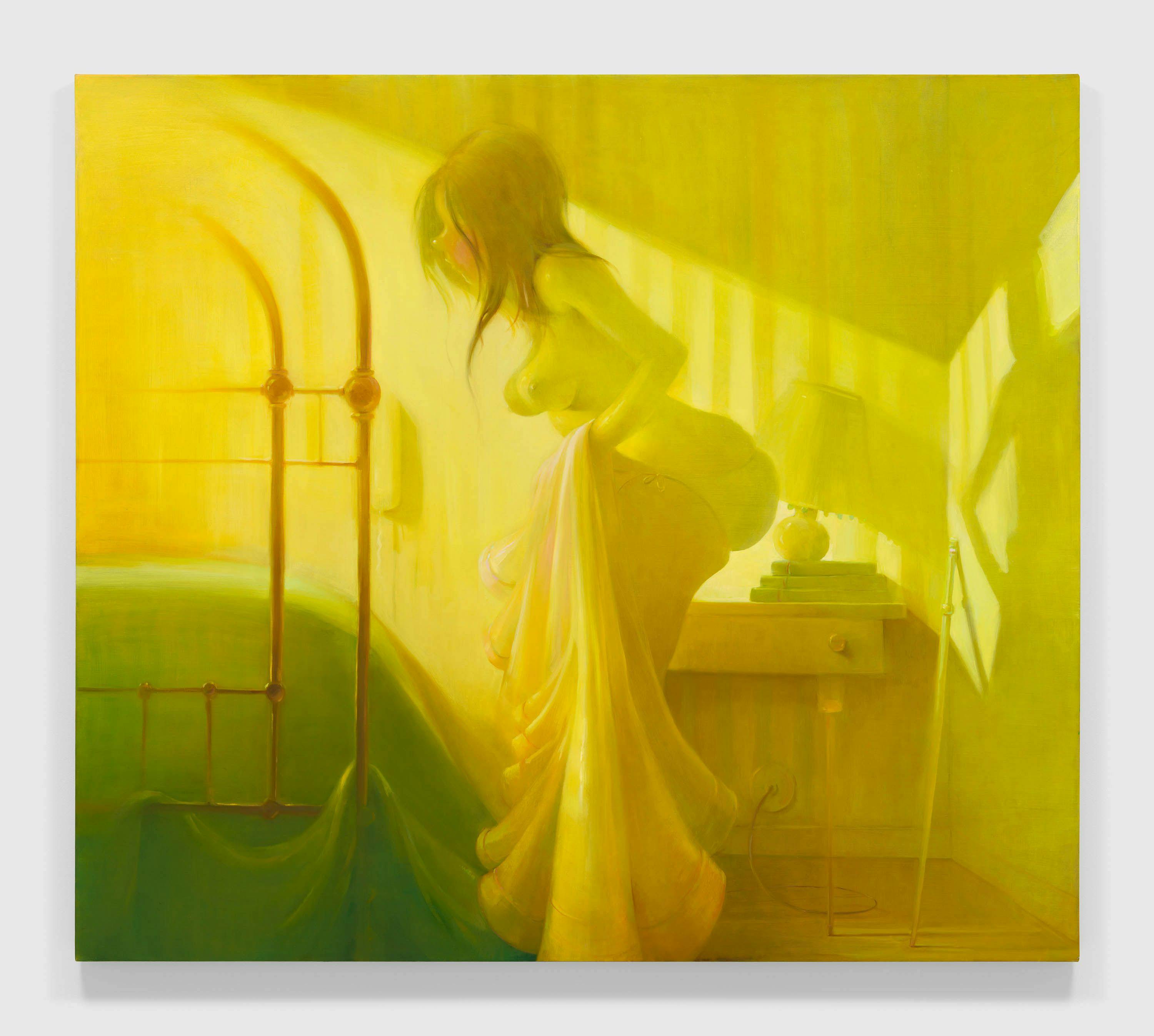 A painting by Lisa Yuskavage, titled Changing, dated 2005.