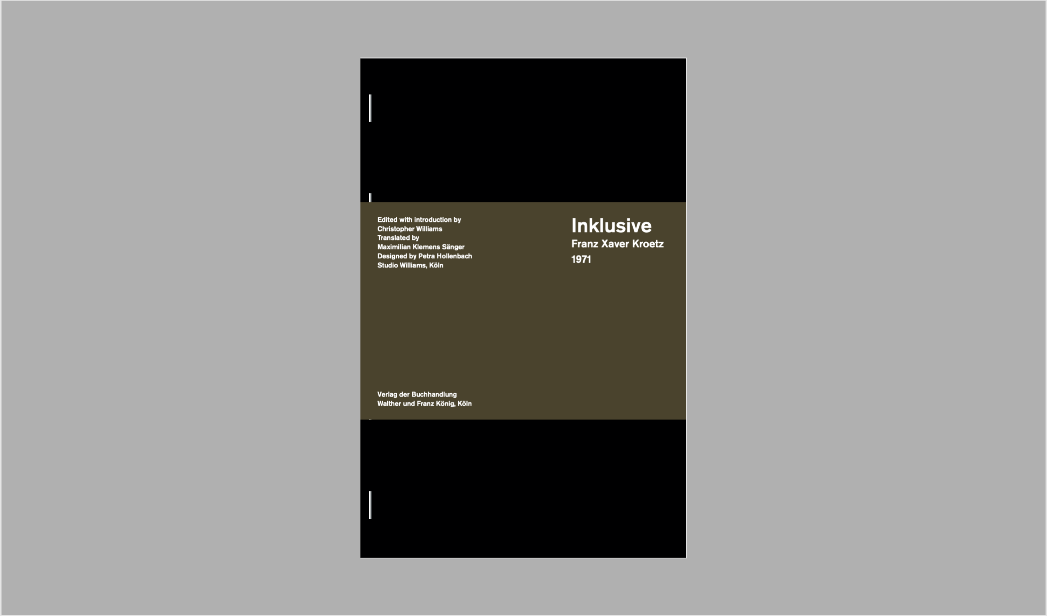 A book by Christopher Williams called Inklusive, dated 2021.