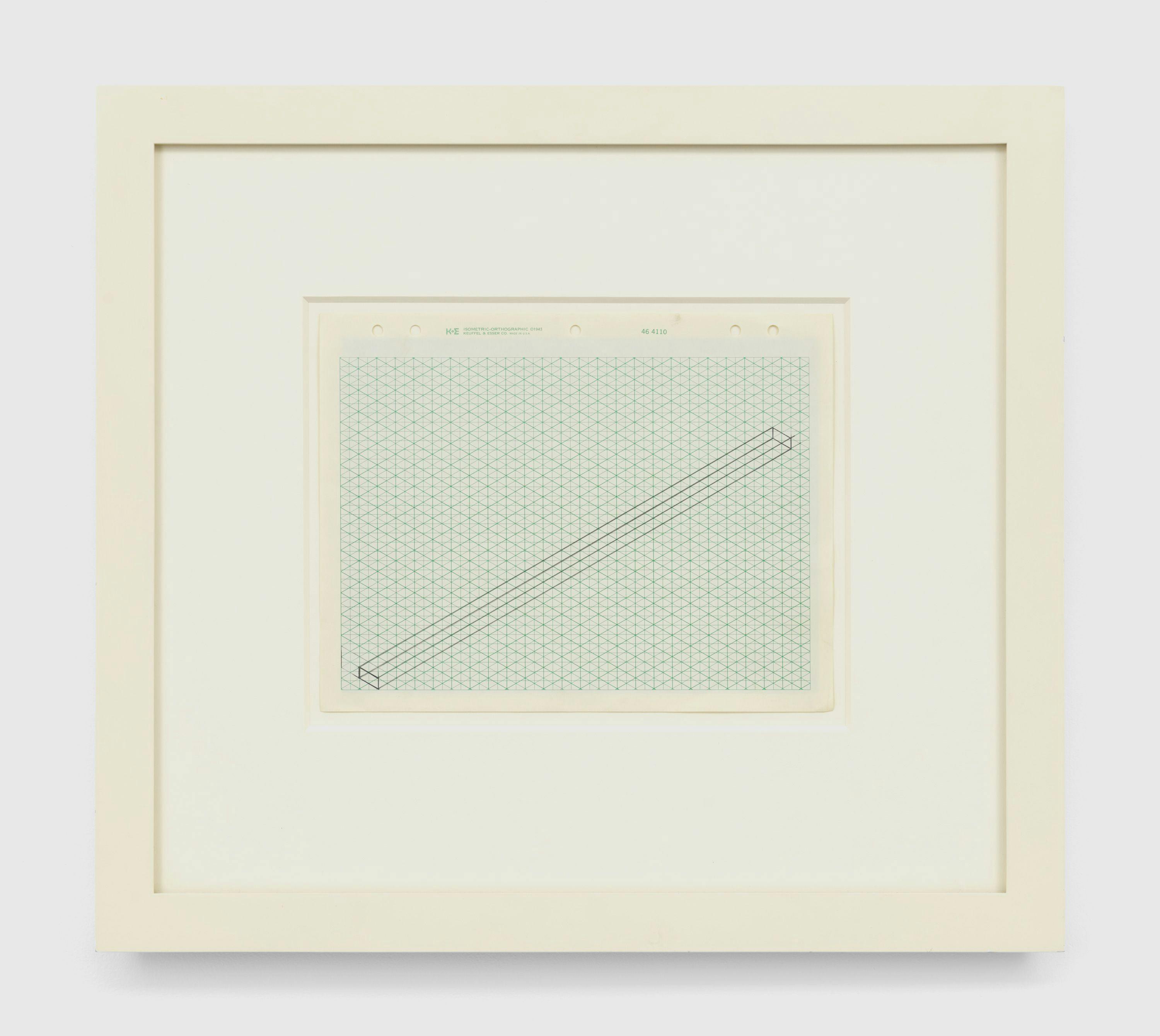 An untitled drawing by Fred Sandback, dated circa 1970 to 1974.