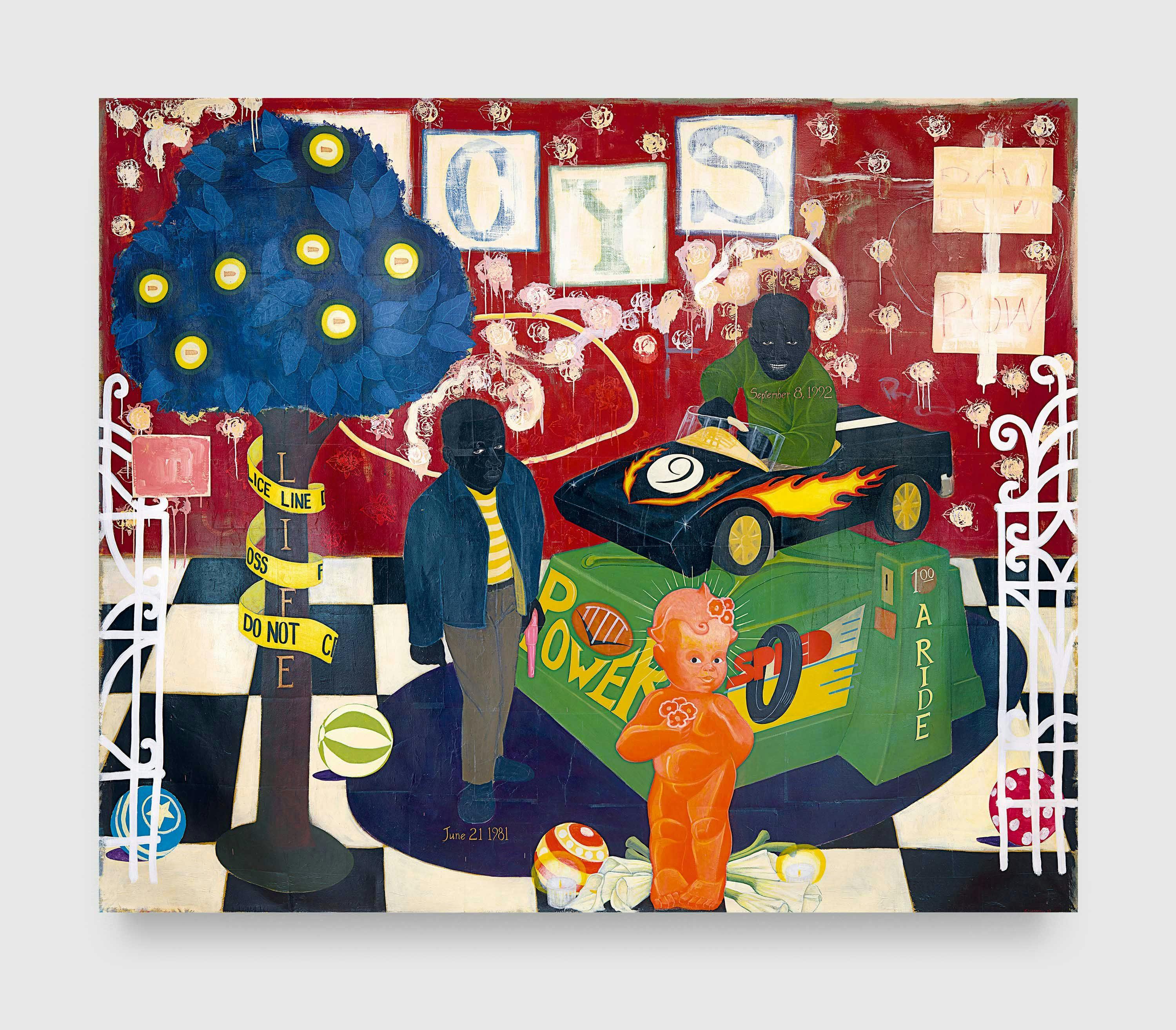 A painting by Kerry James Marshall, titled The Lost Boys, dated 1993.
