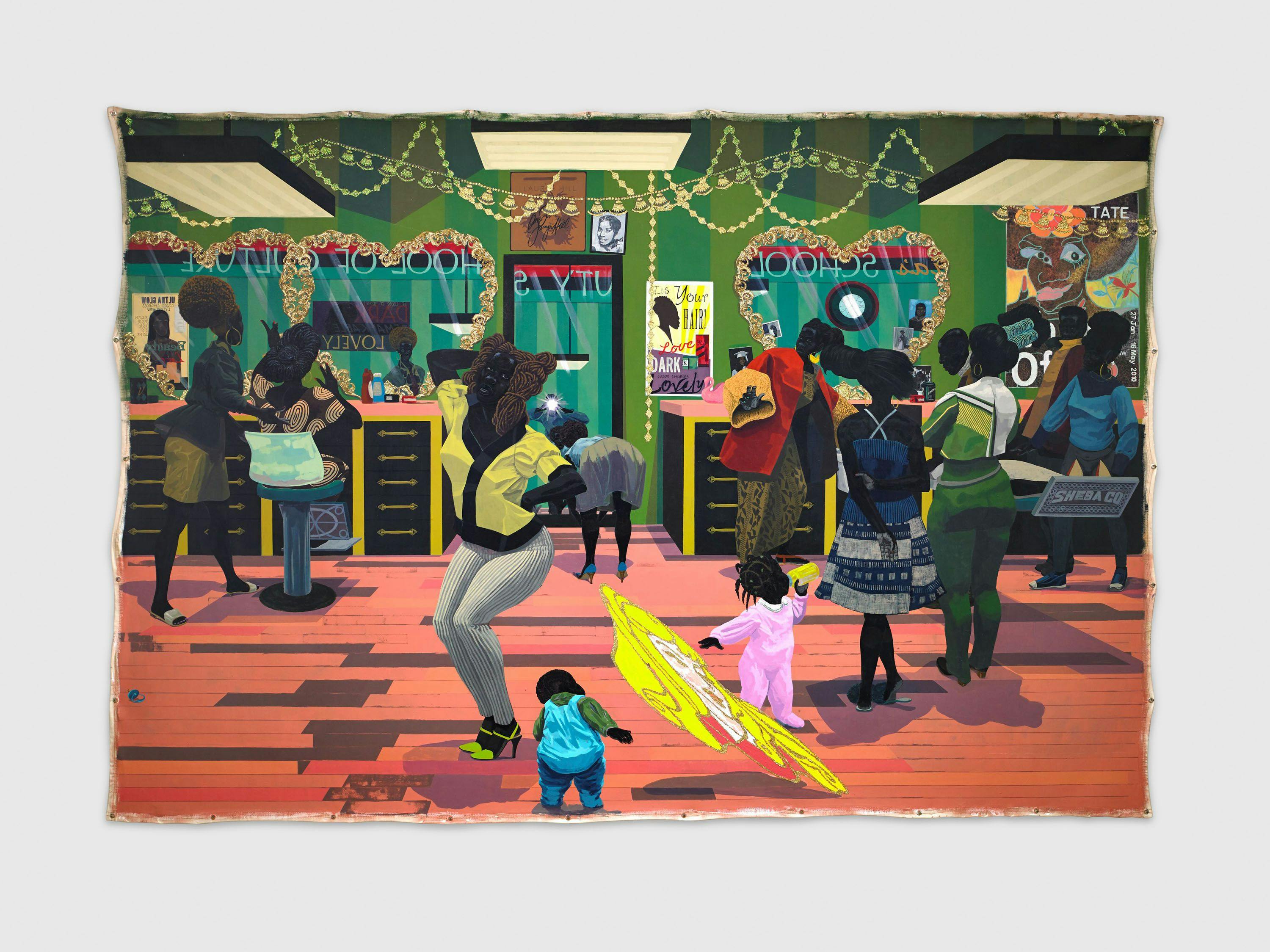 A painting by Kerry James Marshall, titled School of Beauty, School of Culture, dated 2012.