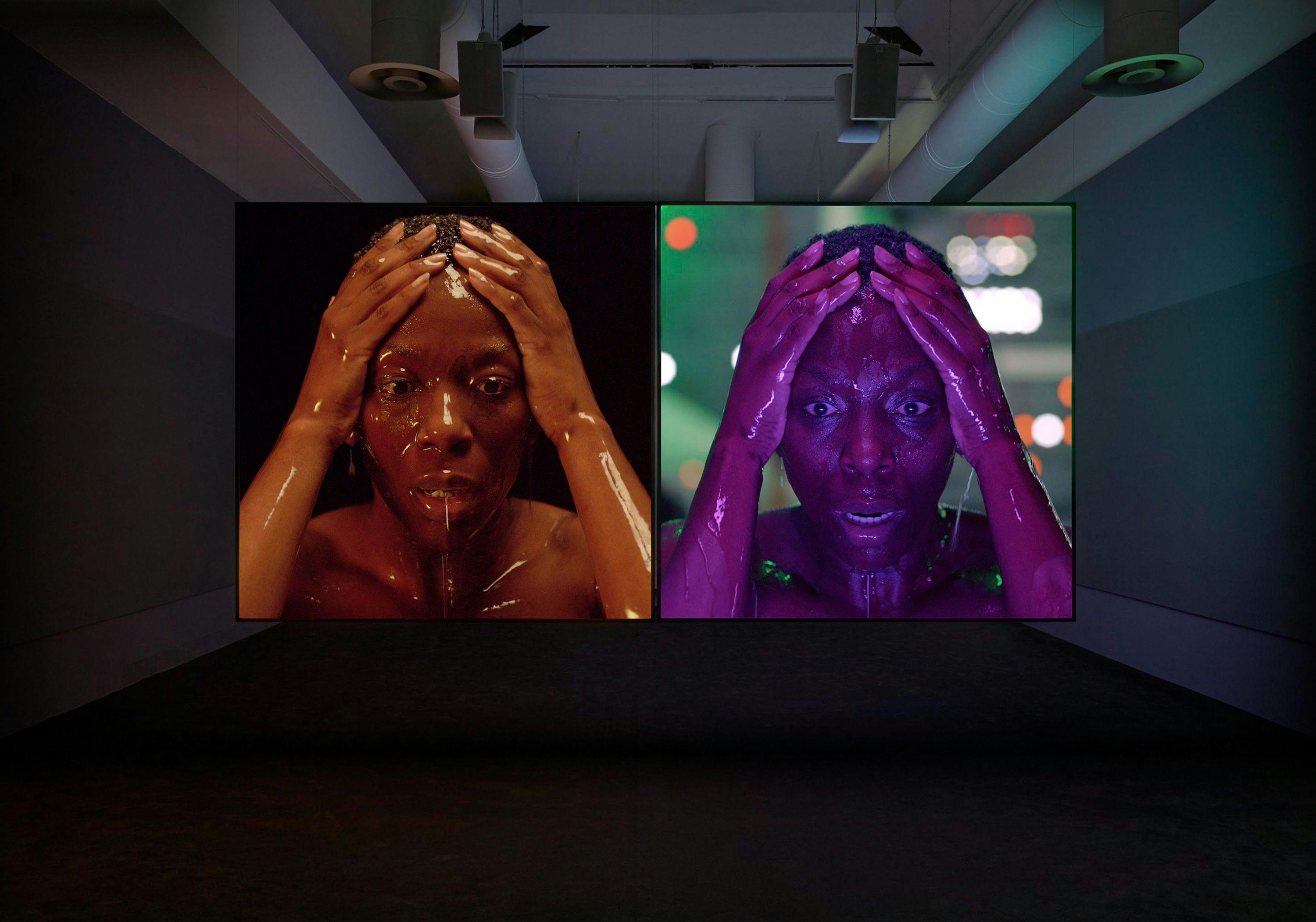 Installation view of the installation by Stan Douglas, titled Doppelgänger, at the 58th Venice Biennale, titled May You Live in Interesting Times, dated 2019