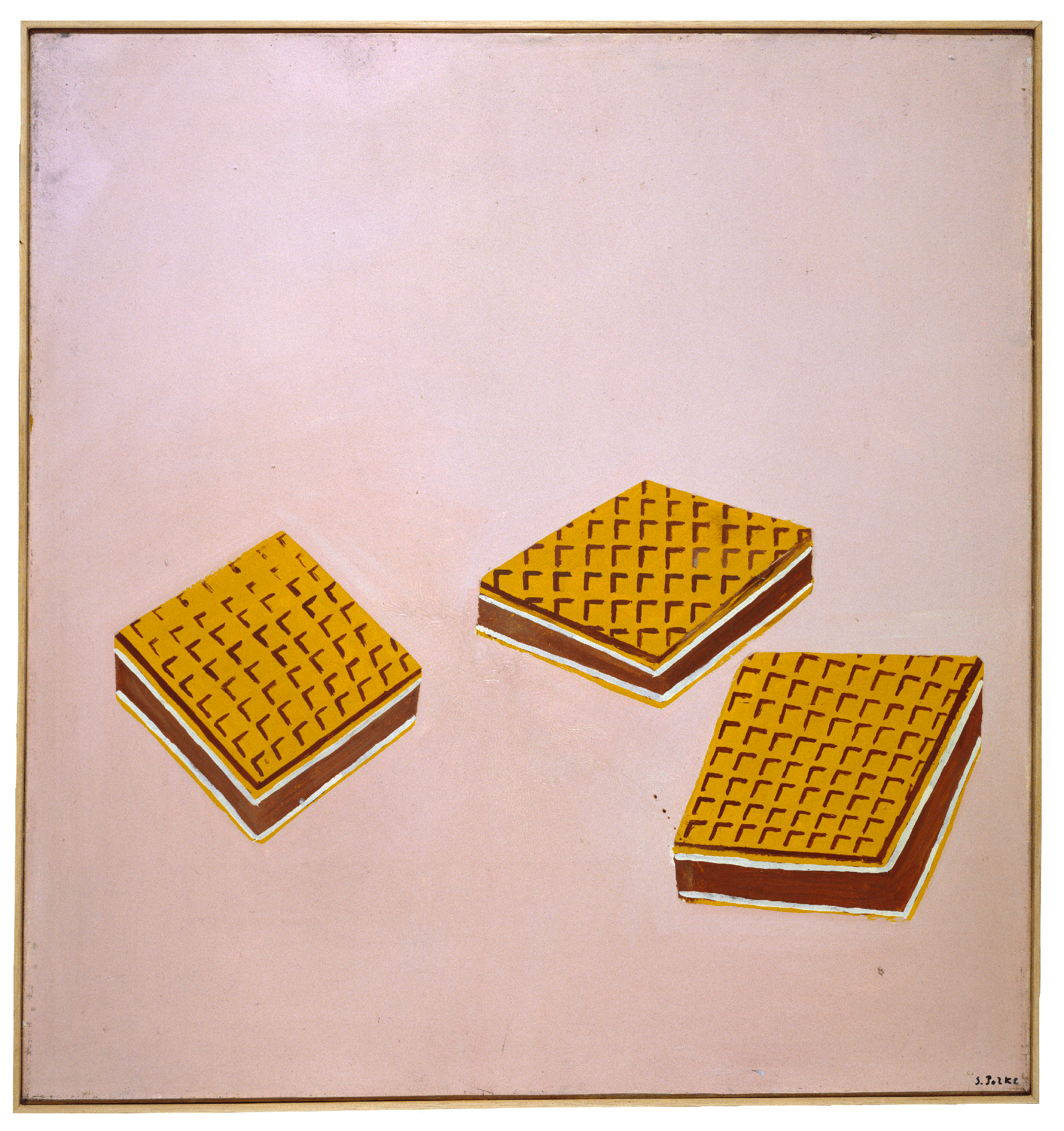 A painting by Sigmar Polke titled Kekse, translated as Biscuits, dated 1964.