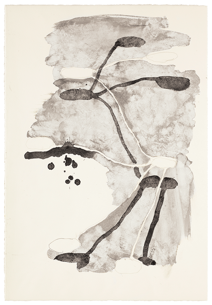 A mixed media work on paper by Al Taylor, titled Untitled (Puddles), dated 1991 to 1992.