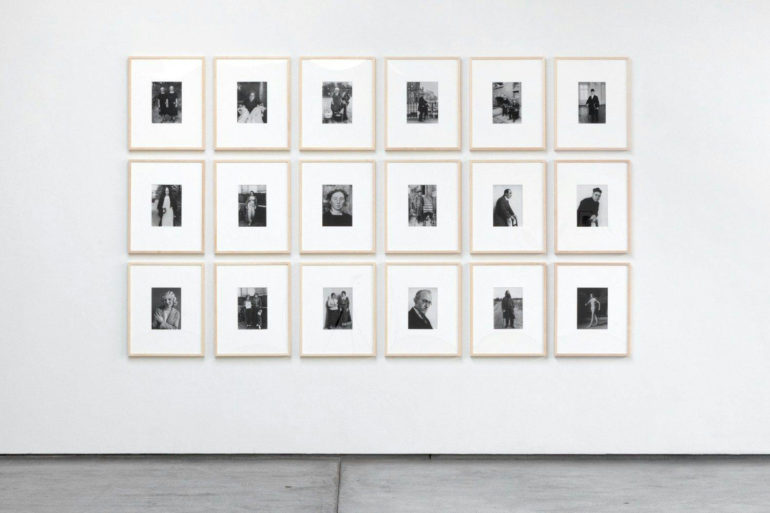 An artwork by Sherrie Levine, titled After August Sander: 1 - 18, from the Collection of the Pinault Collection, dated 2012.