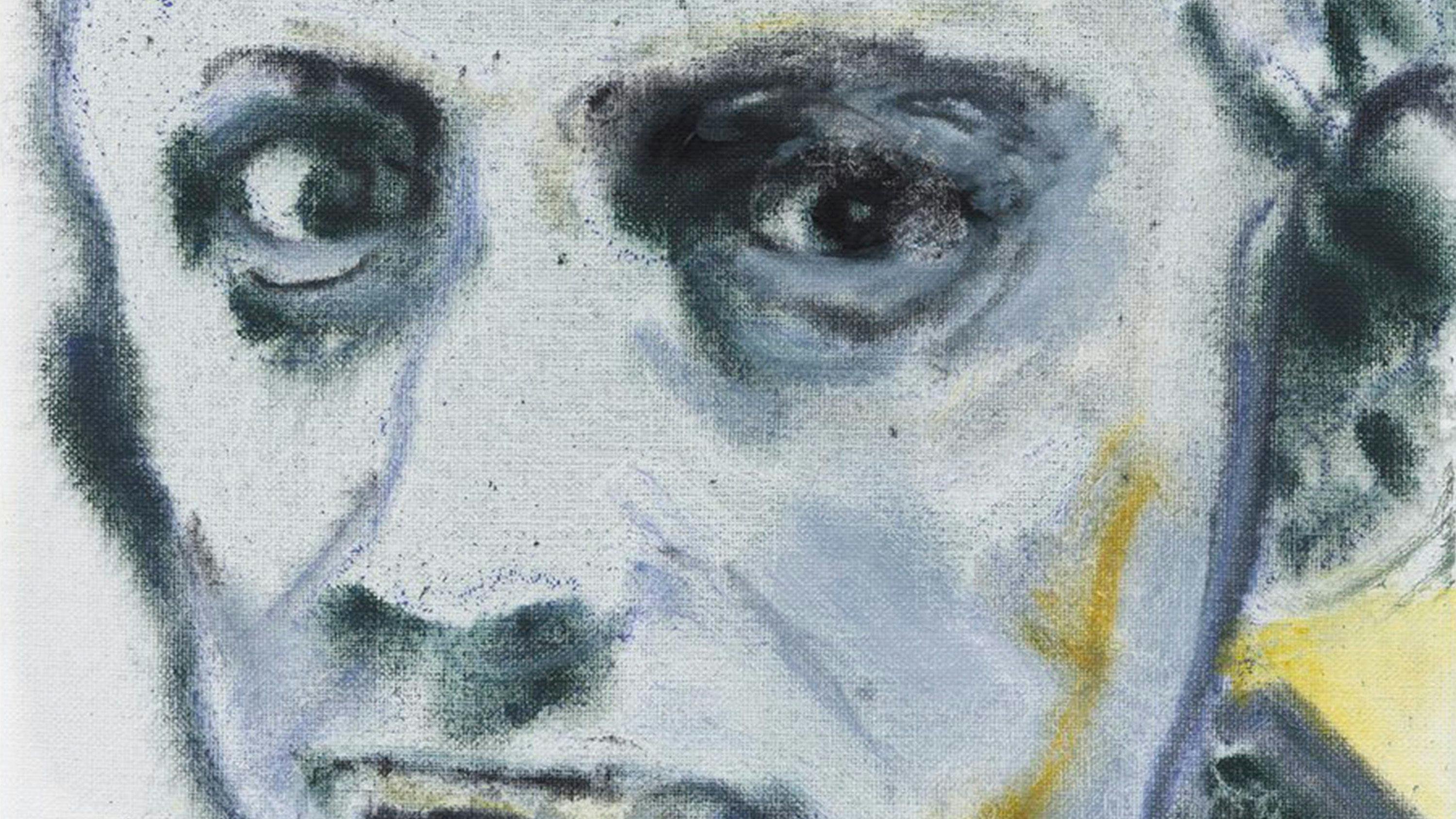 A detail of a painting by Marlene Dumas, titled Charles Baudelaire, dated 2020 