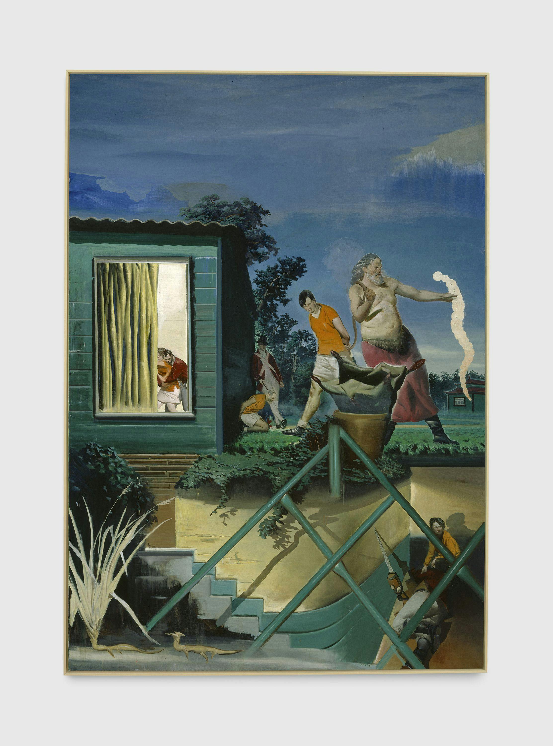 A painting by Neo Rauch, titled Lösung, dated 2005.