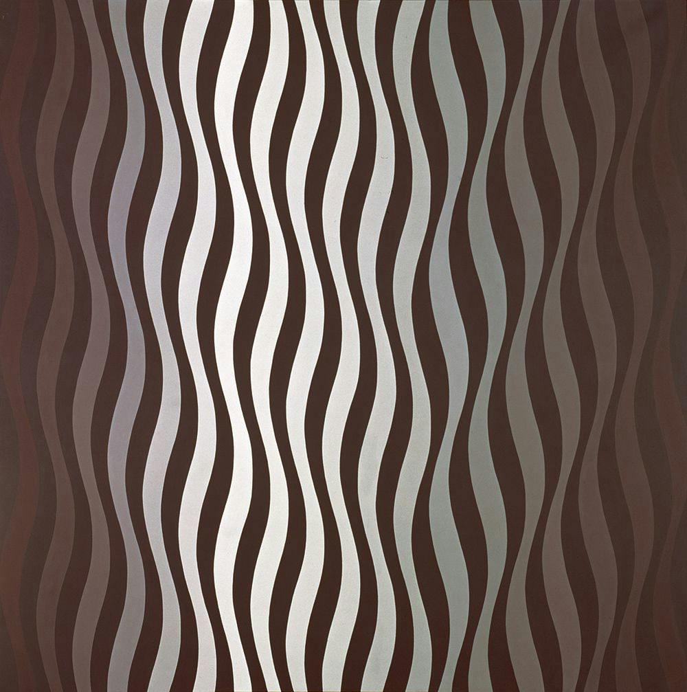 A painting by Bridget Riley, titled Drift 1, dated 1966.