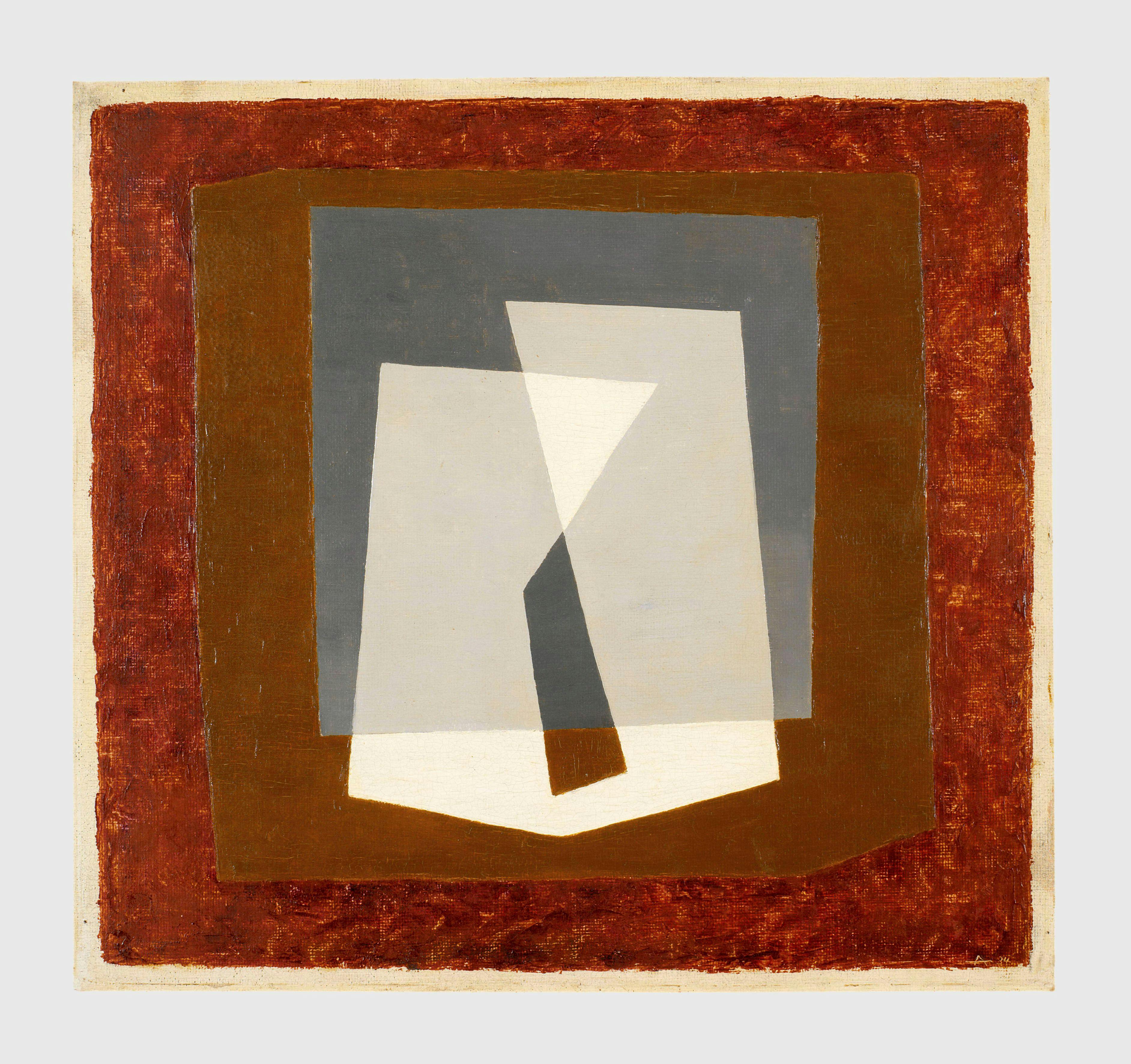 A painting by Josef Albers, titled Meeting B, dated 1934.
