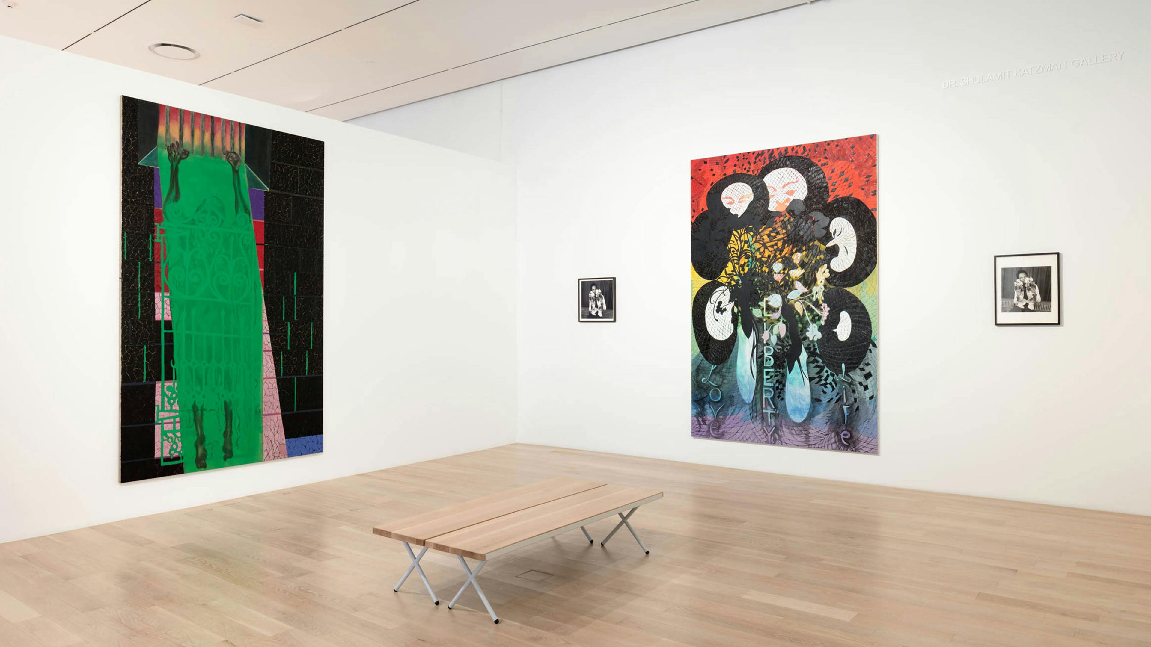Installation view of Chris Ofili’s work at Institute of Contemporary Art, Miami
