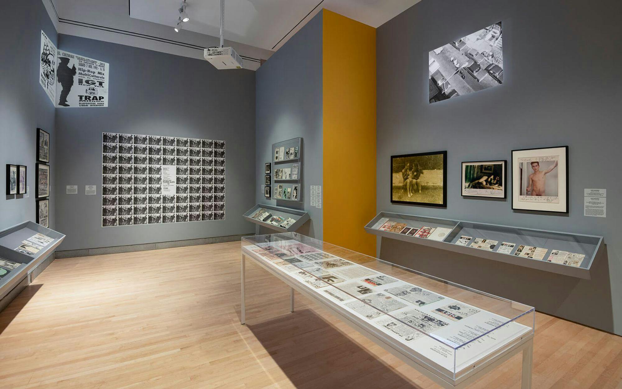 An installation view of Copy Machine Manifestos: Artists Who Make Zines at the Brooklyn Museum, New York, 2023–2024