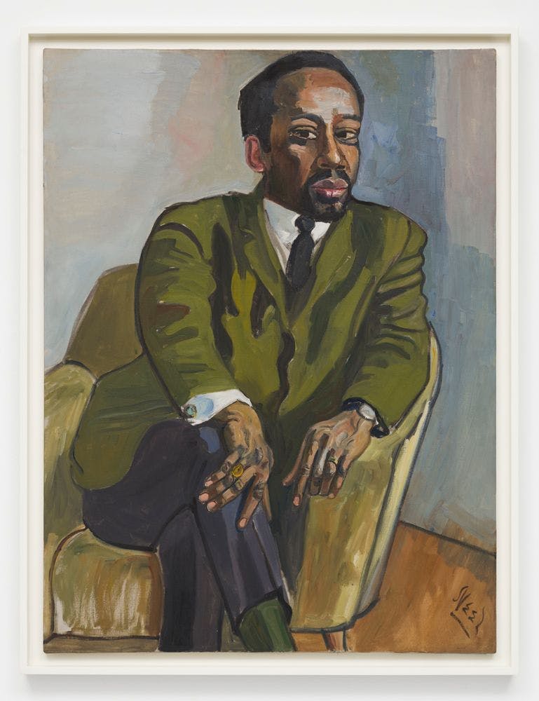 A painting by Alice Neel, titled Hugh Hurd, dated 1964.