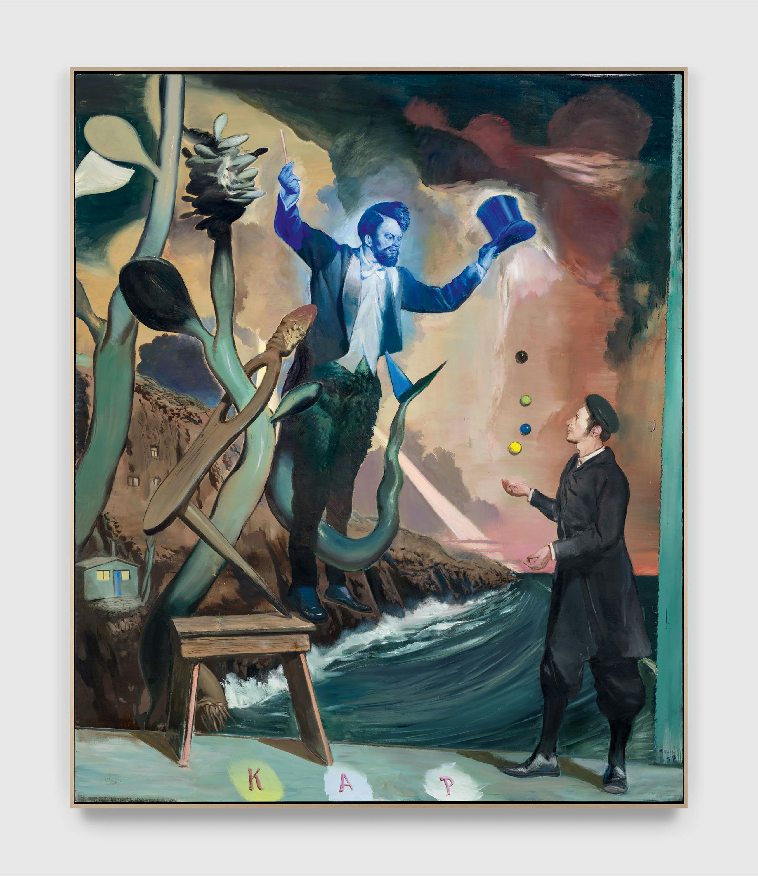 A painting by Neo Rauch, titled Kap, dated 2018.