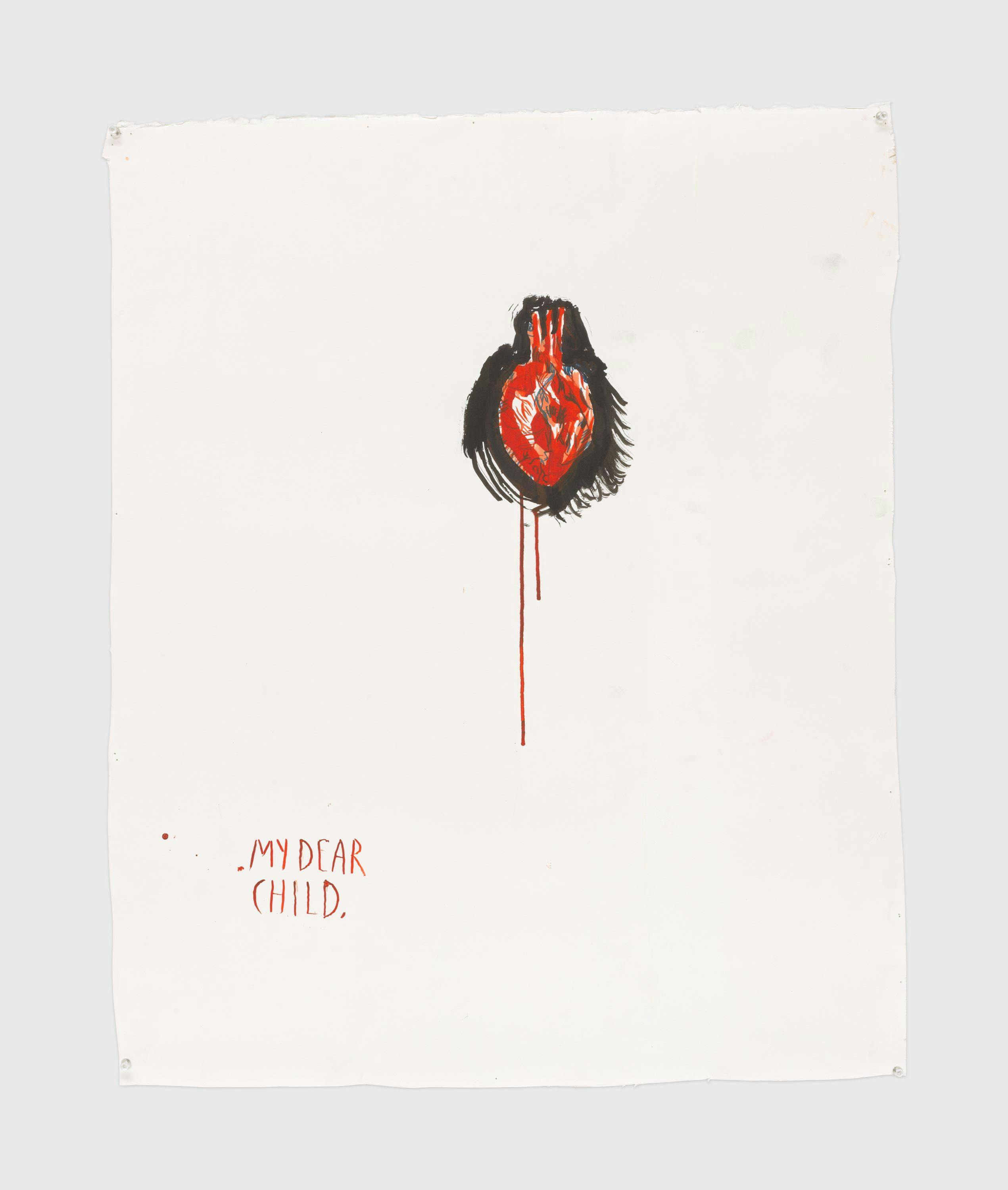 A work on paper by Raymond Pettibon, titled No Title (My dear child.), dated 2019.
