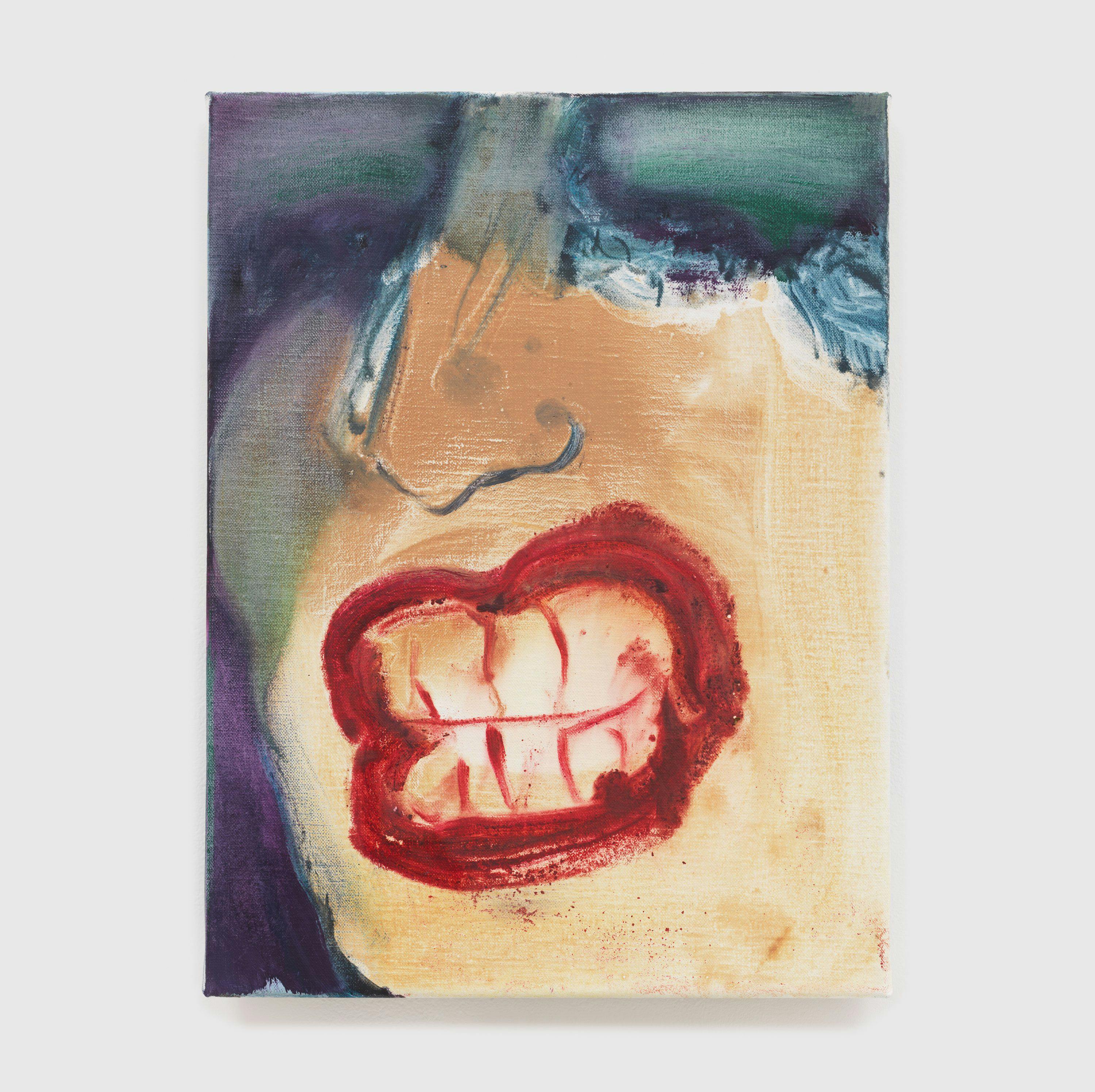 An oil on canvas painting by Marlene Dumas, titled Teeth, dated 2018.