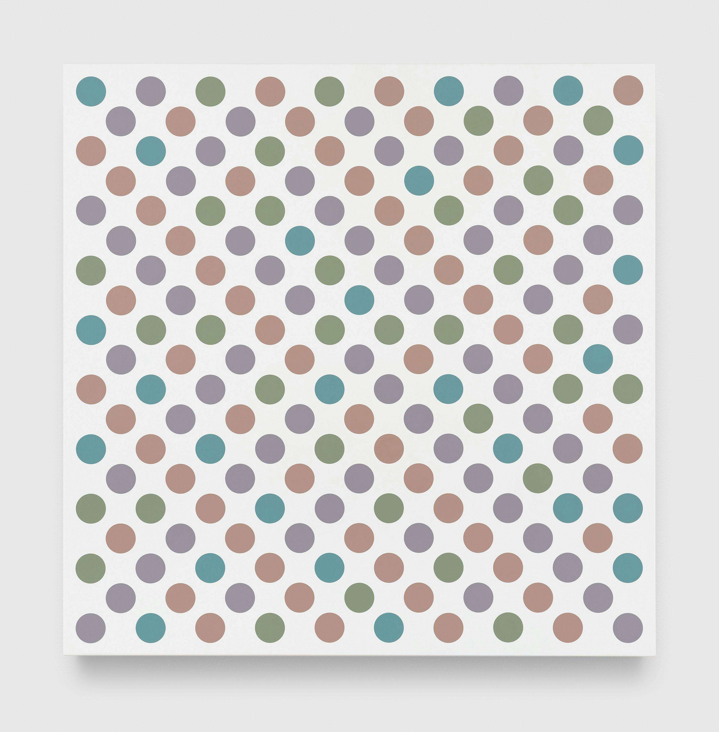 A painting by Bridget Riley, titled Measure for Measure 45, dated 2020.