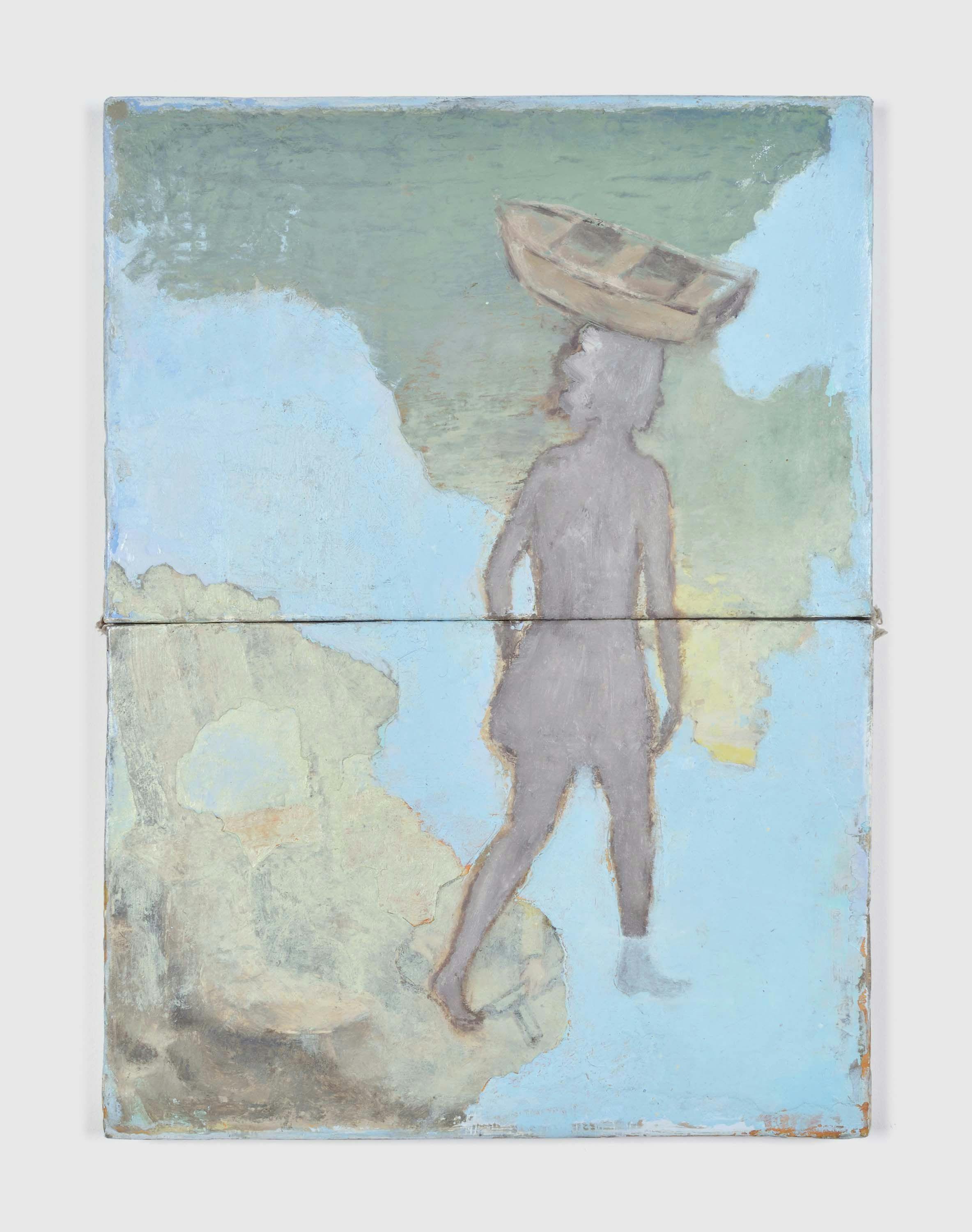 A painting by Francis Alÿs, called Untitled (Study for 'Don't Cross the Bridge Before You Get to the River'), 2006 to 2008.