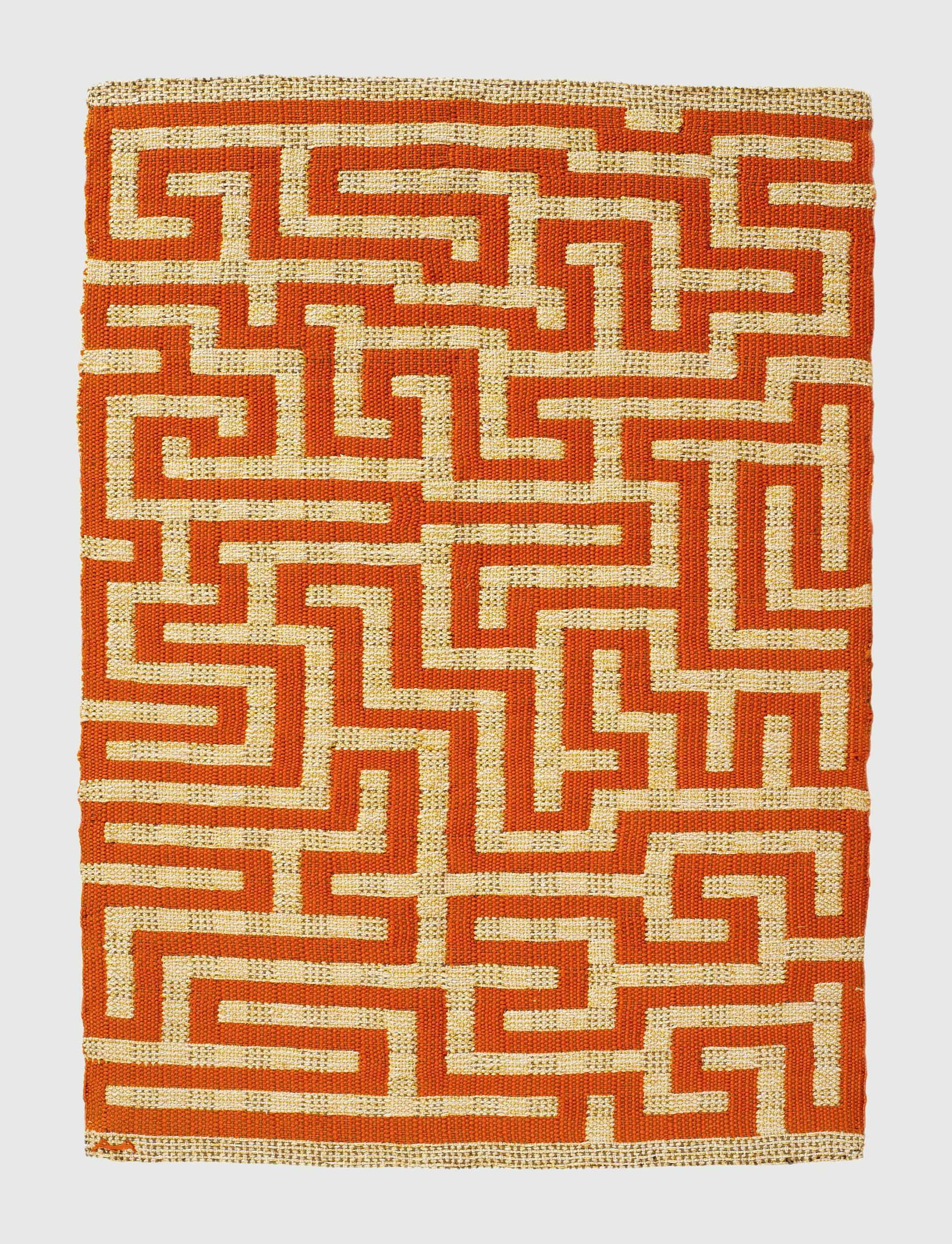 A textile by Anni Albers titled Red Meander, dated 1954.
