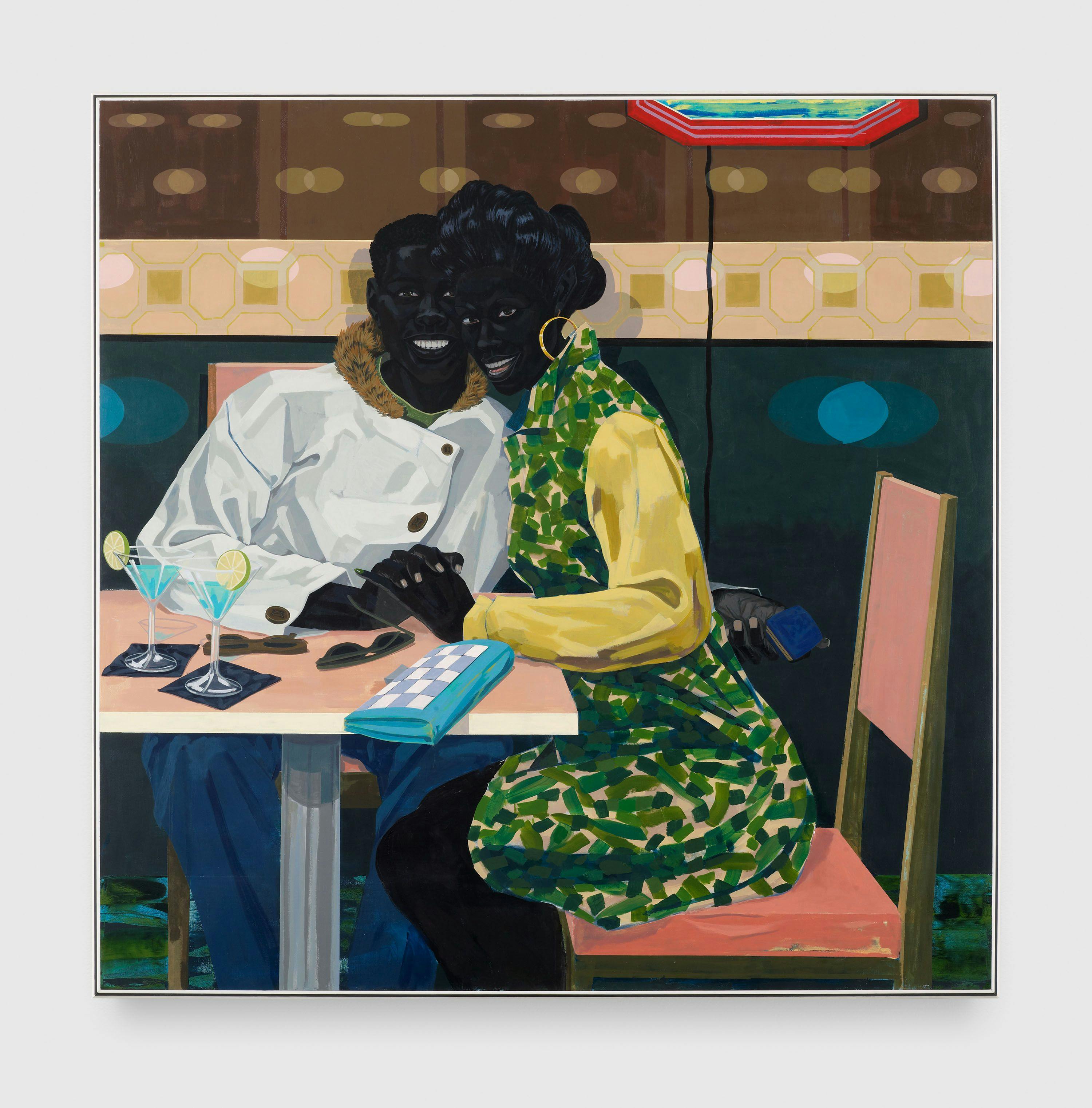 A painting by Kerry James Marshall, called Untitled (Club Couple), dated 2014.