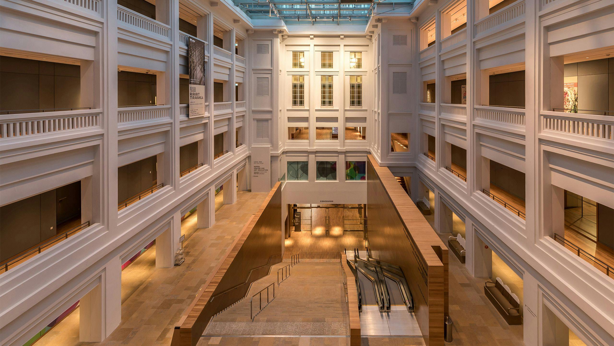 Photograph of the interior of the National Gallery of Singapore by Basile Morin.