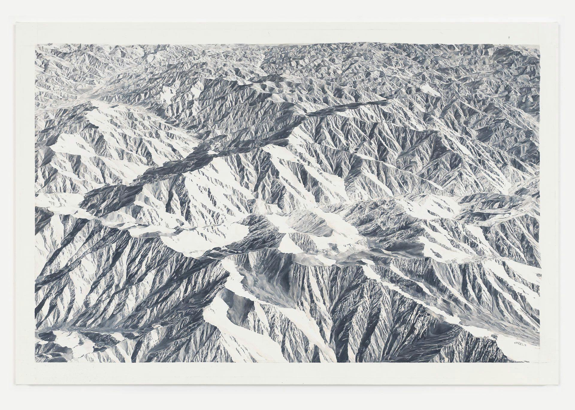 A painting on linen by Toba Khedoori, titled Untitled (mountains 2), dated 2011 to 2012.