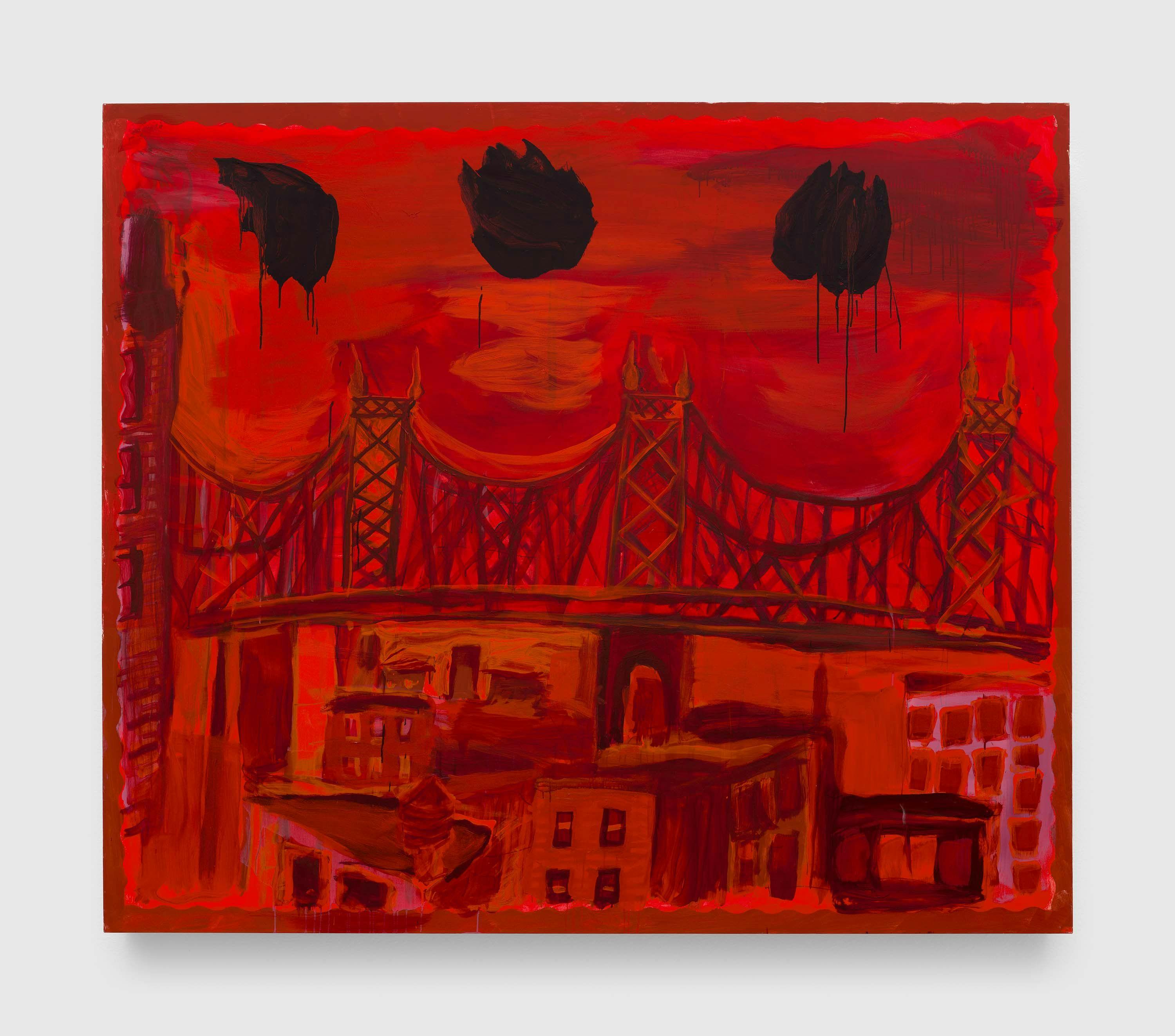 A painting by Josh Smith, titled Queensboro Bridge, dated 2023.