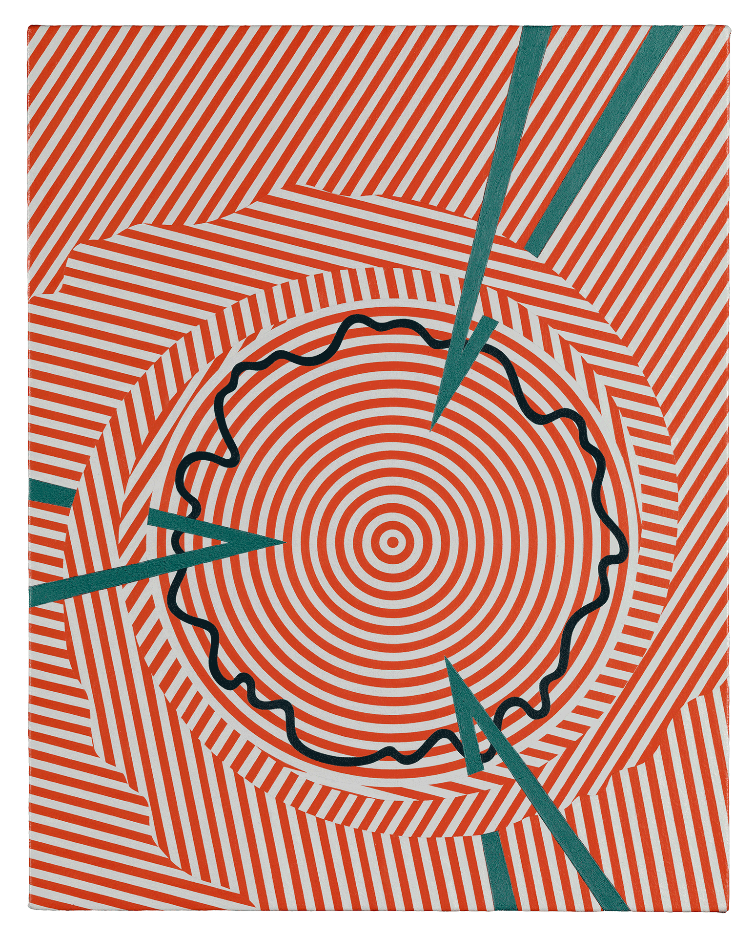 A painting by Tomma Abts, titled Feio, dated 2007.