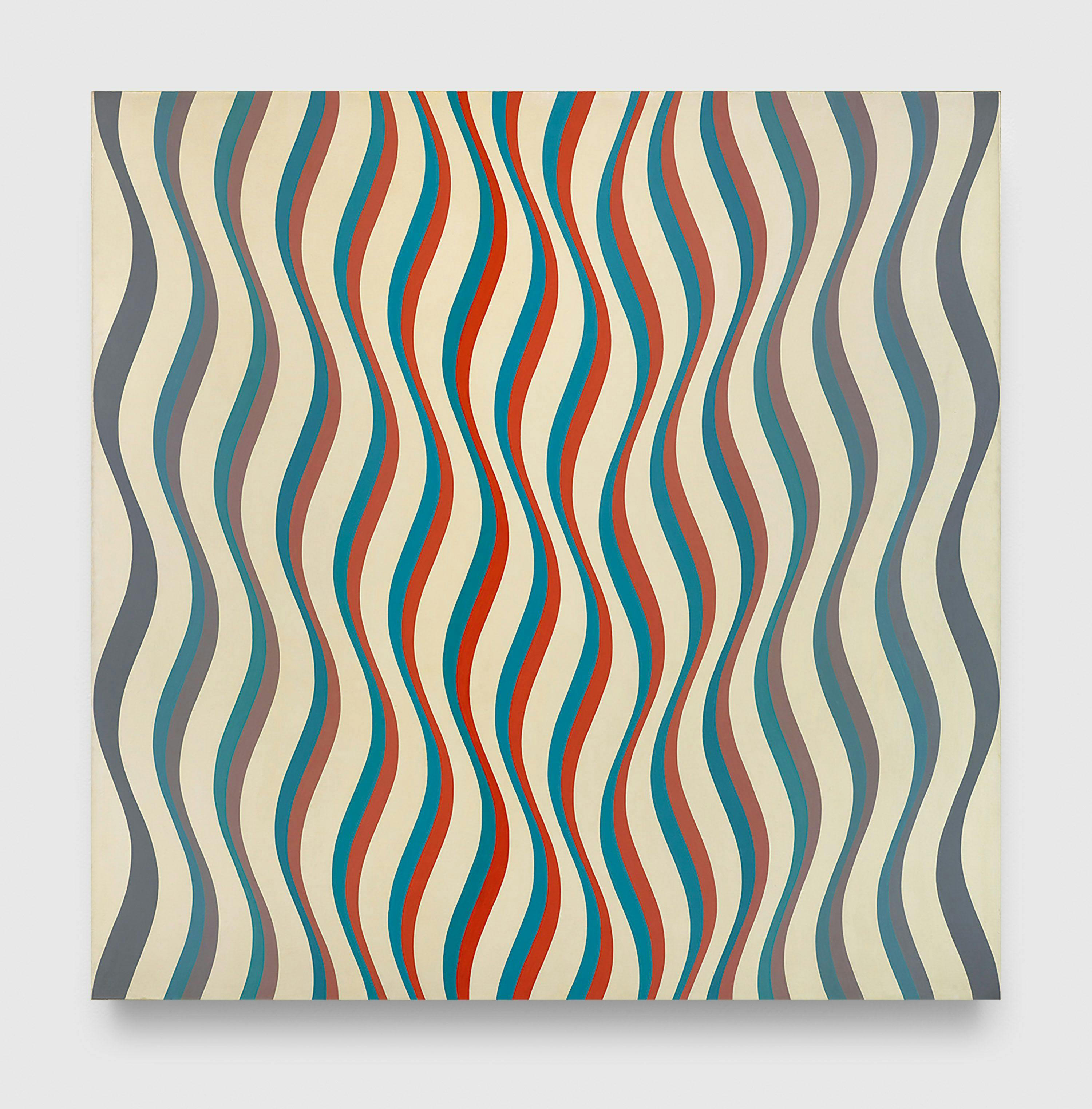 A painting by Bridget Riley, titled Cataract 1, dated 1967.