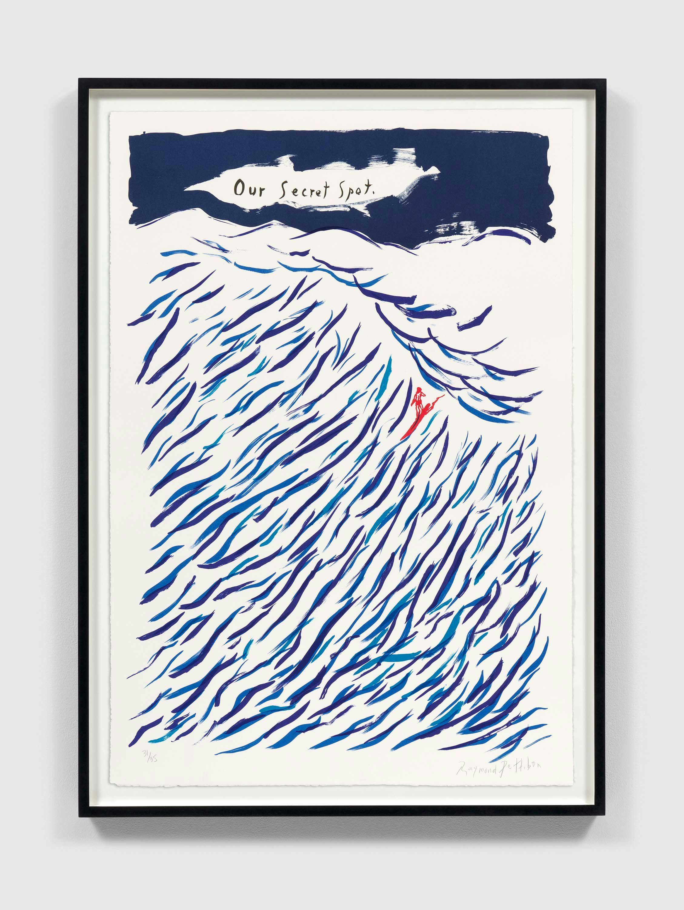 A six-color lithograph on Rives BFK paper by Raymond Pettibon, called No Title (Our Secret Sport.), dated 2022.