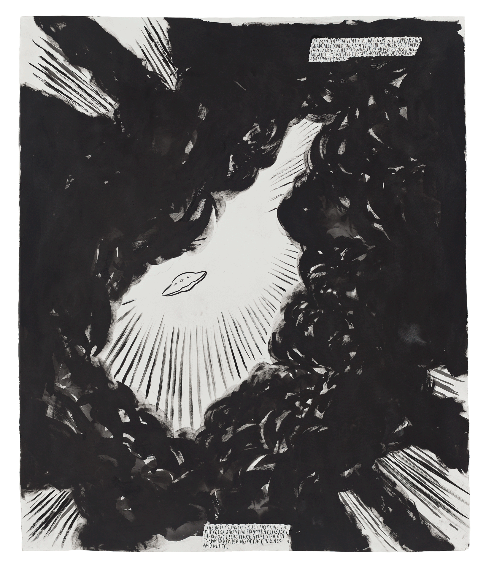 A drawing by Raymond Pettibon titled No Title (It may happen...), dated 2010.