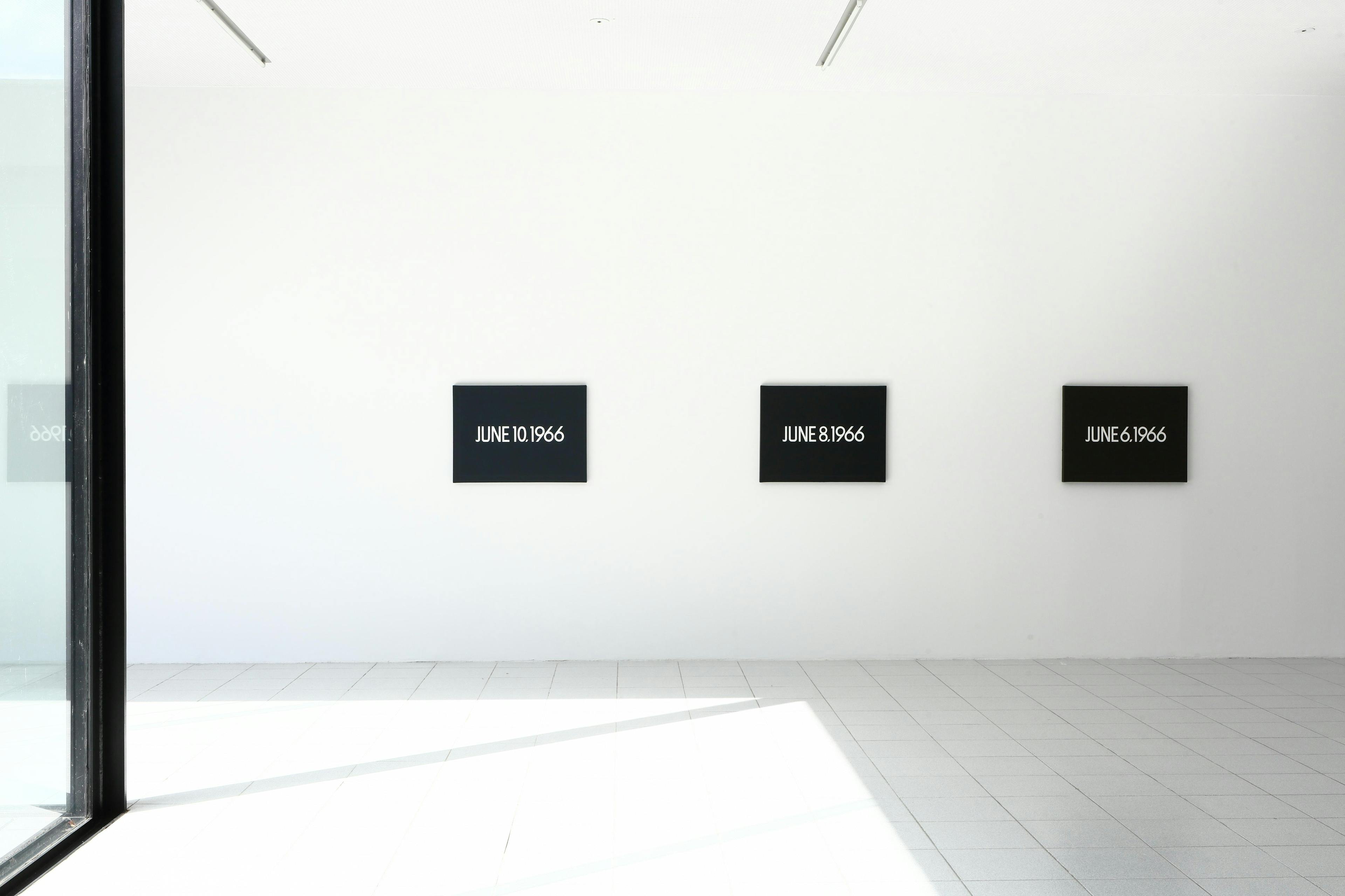 Installation view of the exhibition, ON KAWARA 1966, at The Museum Dhondt-Dhaenens in Sint-Martens-Latem, Belgium, dated 2015.