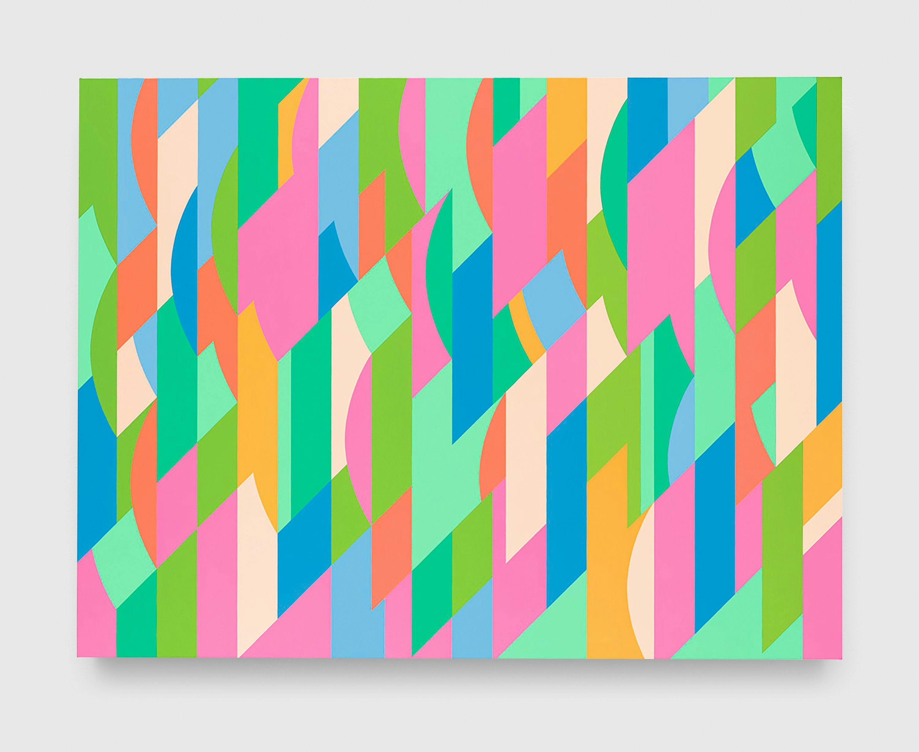 A painting by Bridget Riley, titled Lagoon 1, dated 1997.