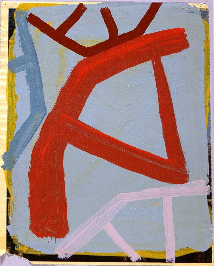 An untitled painting on newsprint by Al Taylor, circa 1985.