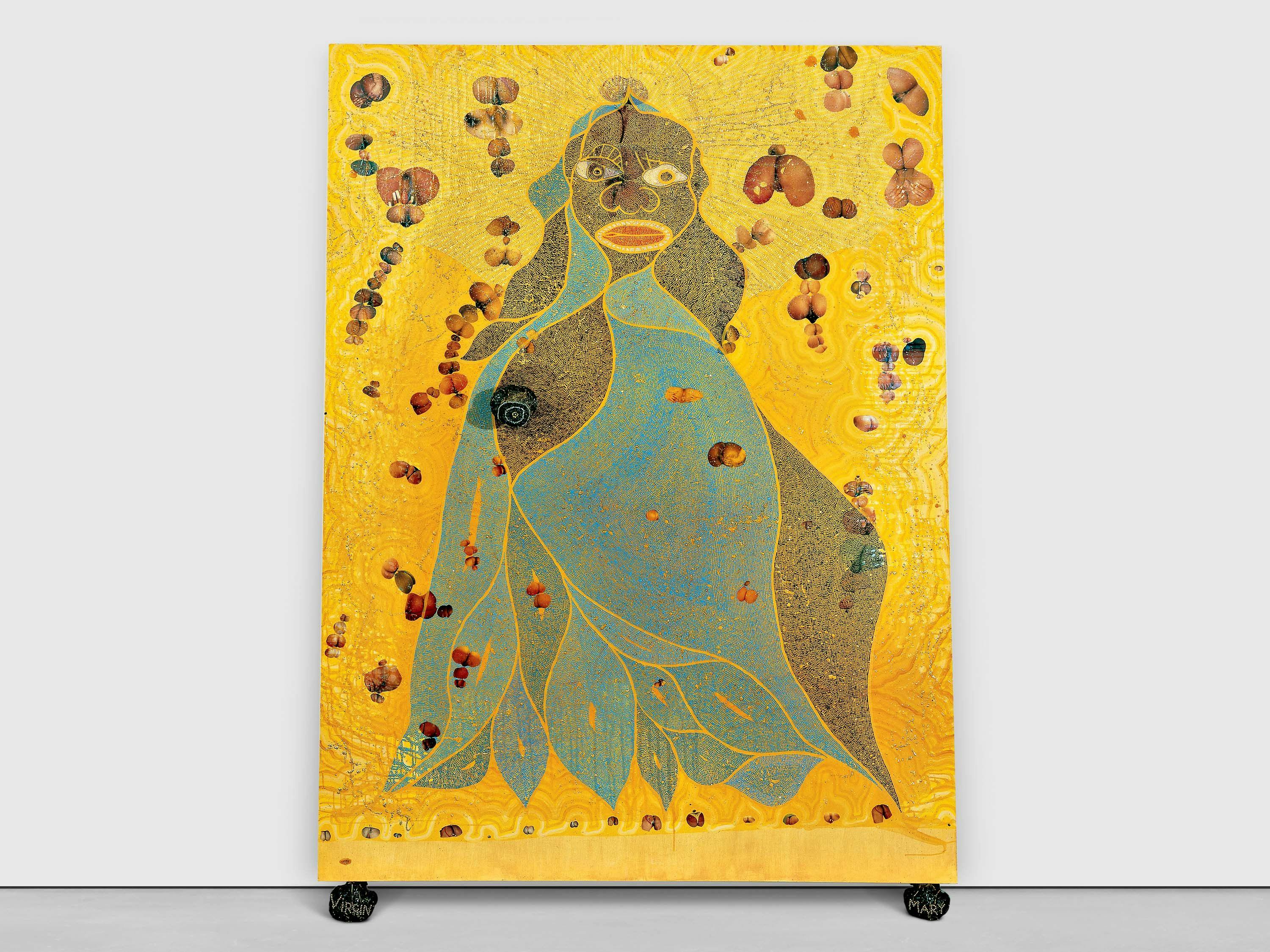 A mixed media artwork by Chris Ofili, titled The Holy Virgin Mary, dated 1996.