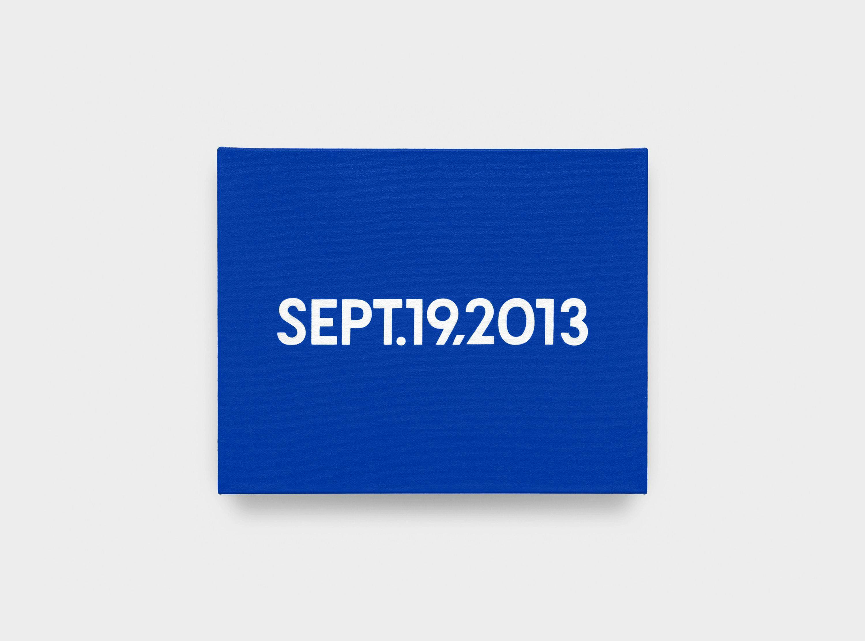 A painting by On Kawara, titled SEPT. 19, 2013, 2013 from "Today" series, 1966 to 2013.