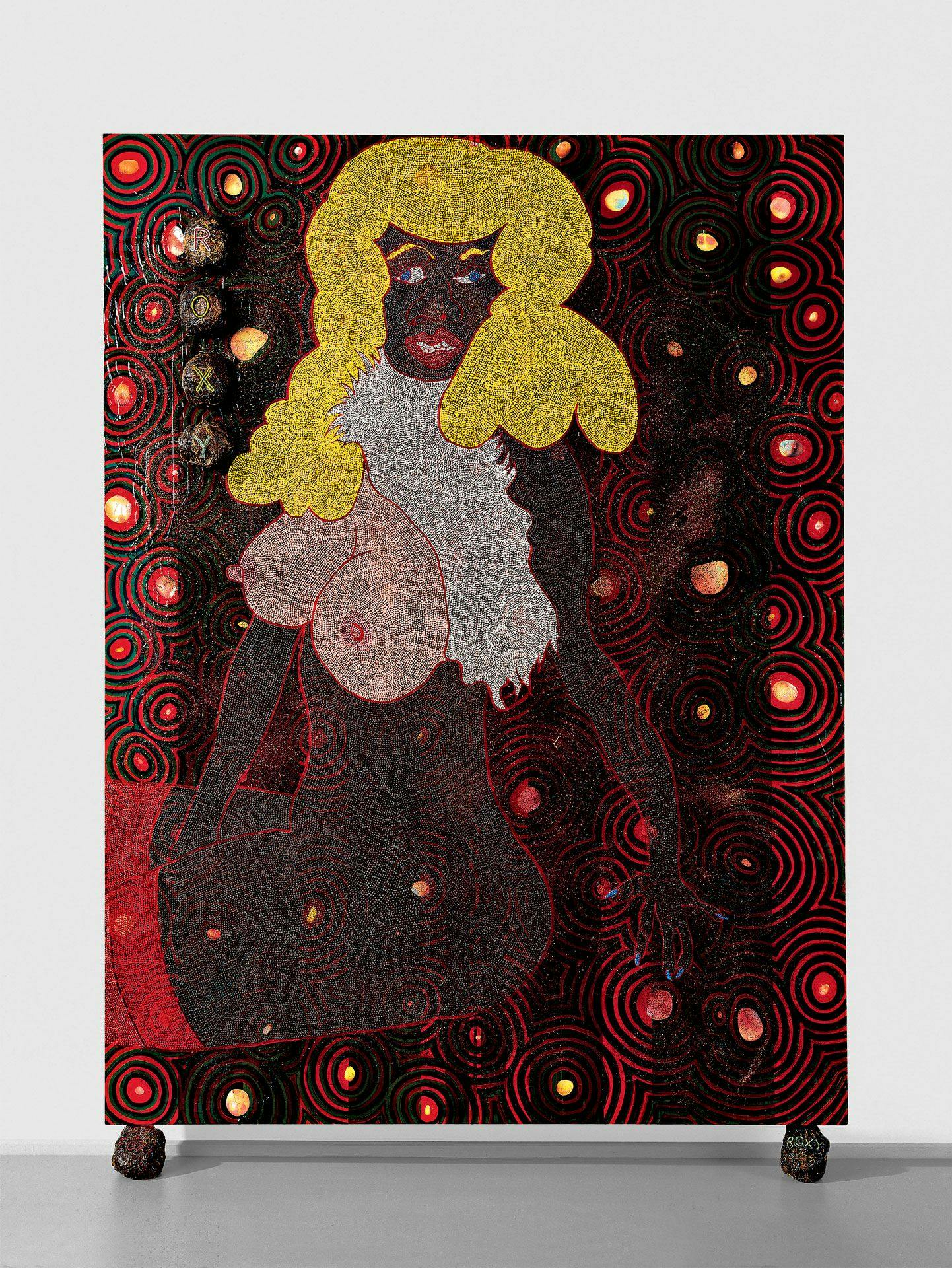 A painting by Chris Ofili, titled Foxy Roxy, dated 1997.
