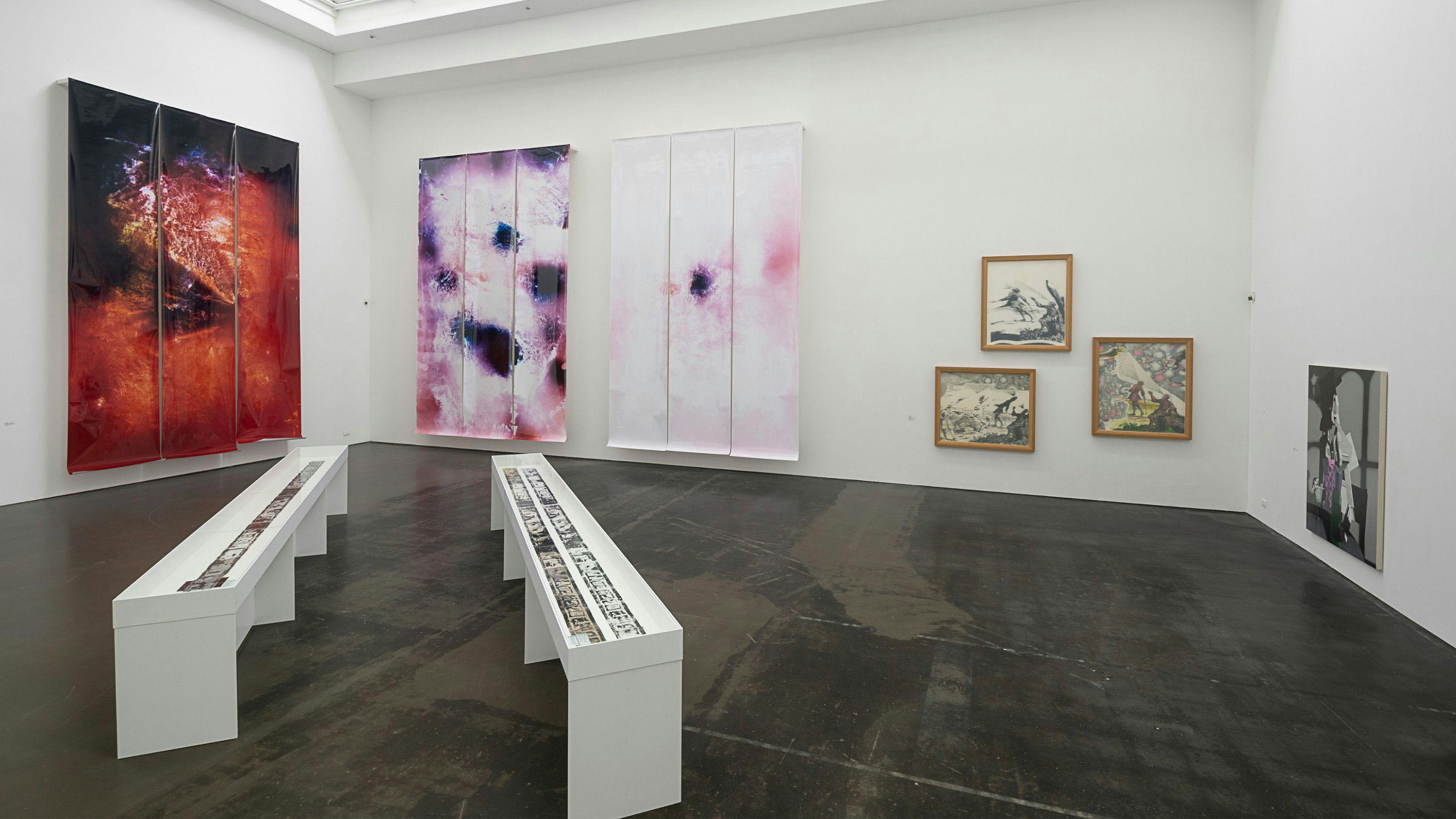 Installation view of Productive Image Interference: Sigmar Polke and Artistic Perspectives Today, Kunsthalle Düsseldorf, dated 2021.