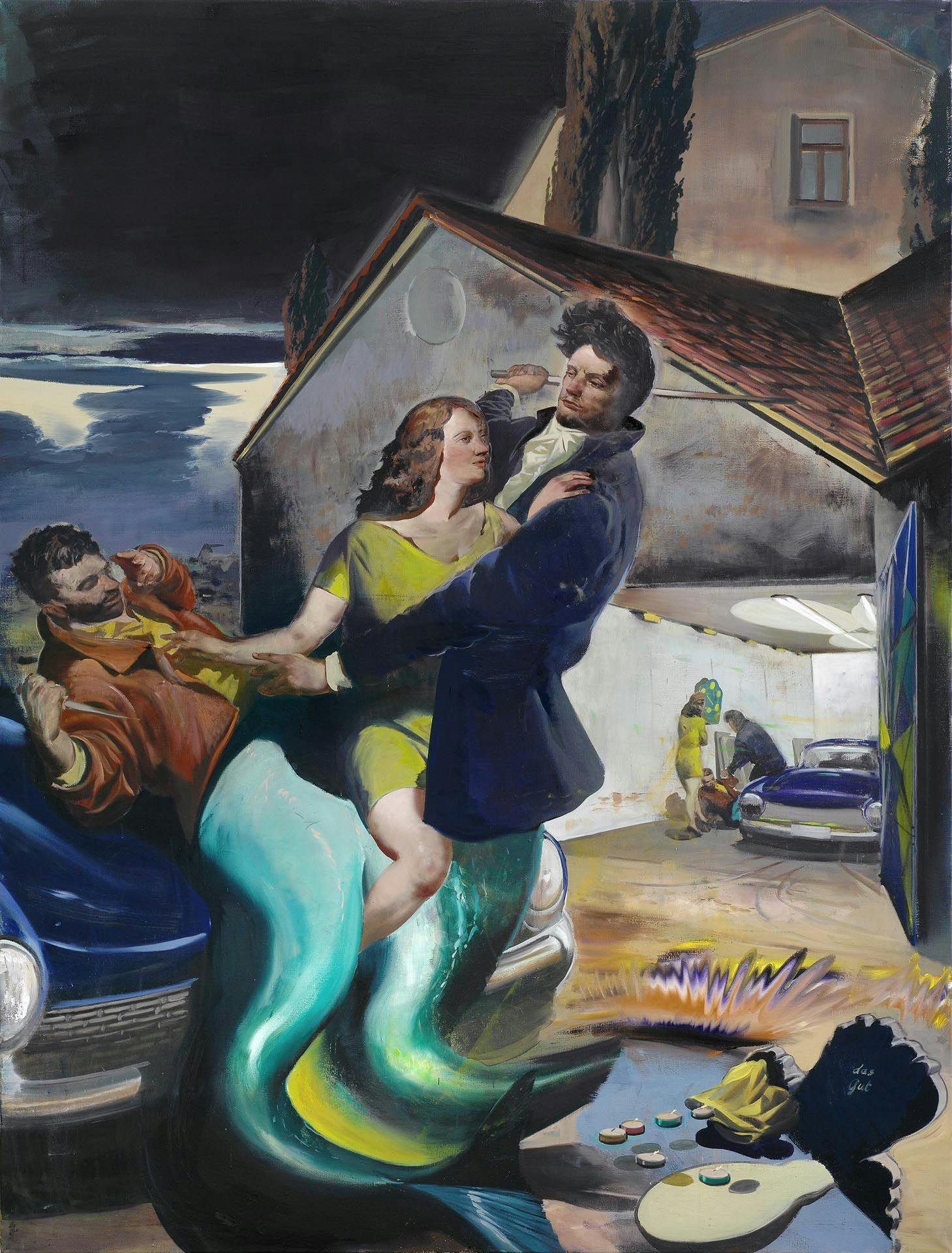 A painting by Neo Rauch, titled Das Gut, dated 2008.