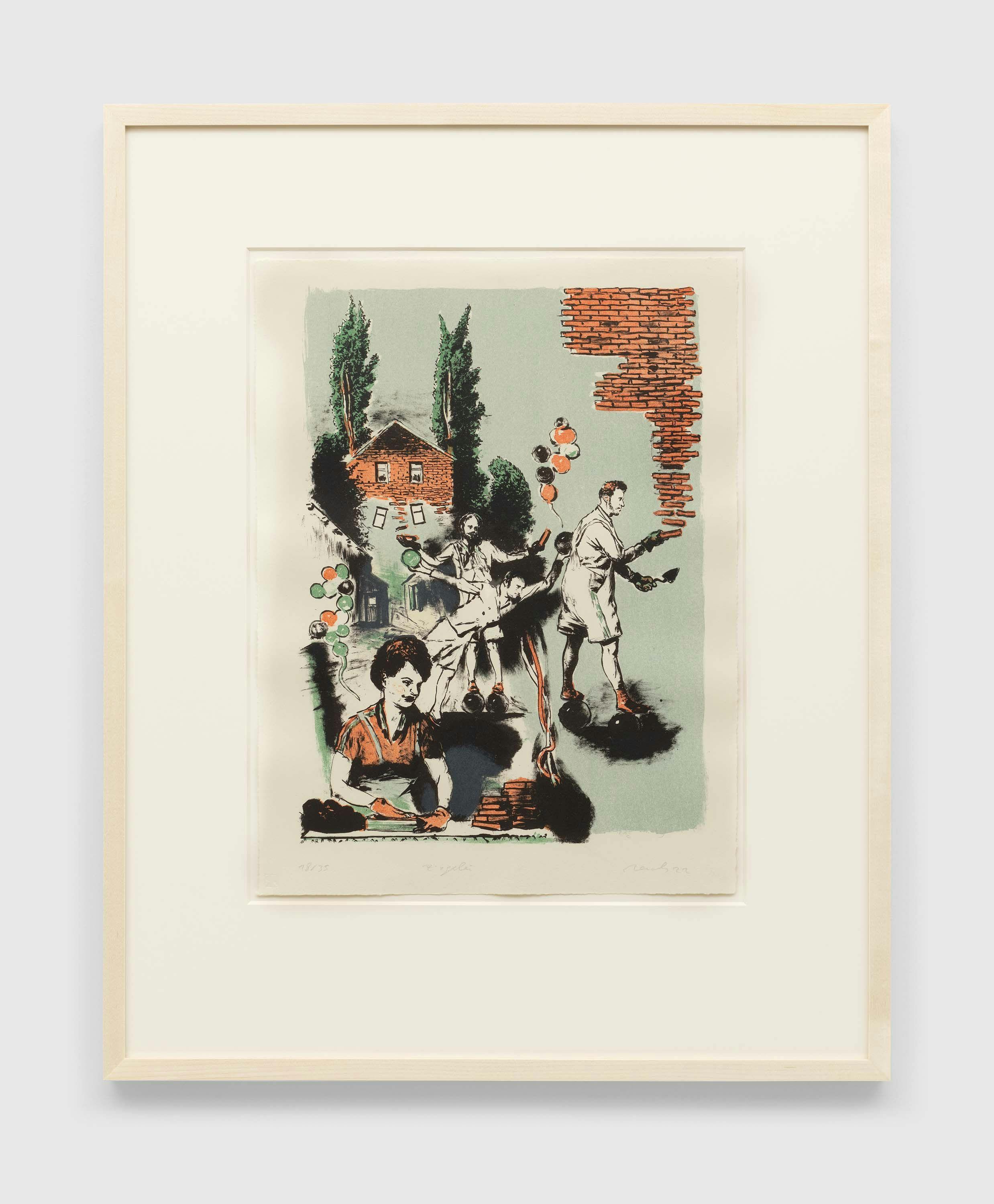 A print by Neo Rauch, titled Ziegelei, dated 2022.