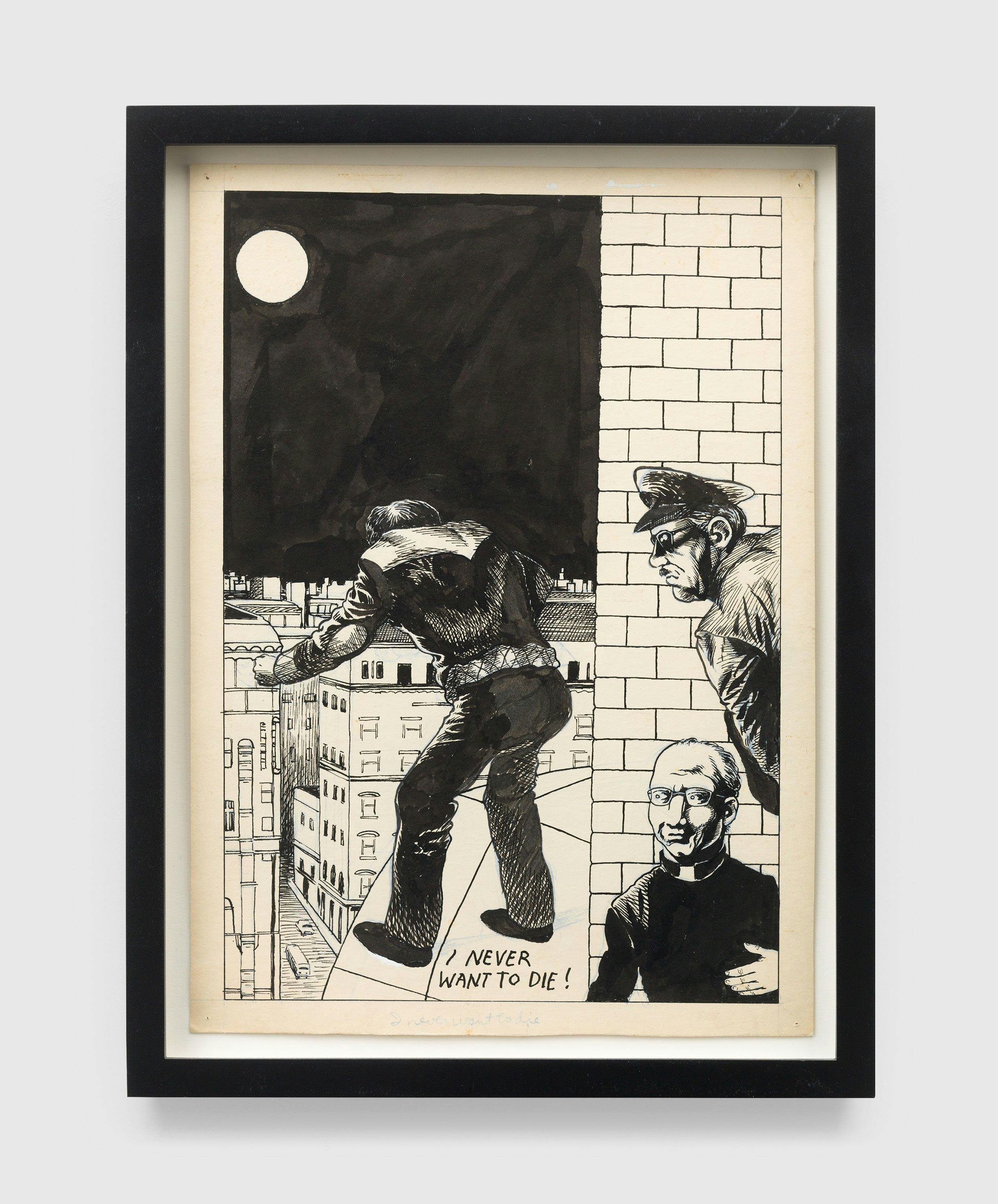 A work on paper by Raymond Pettibon, titled No Title (I never want...), dated 1980.