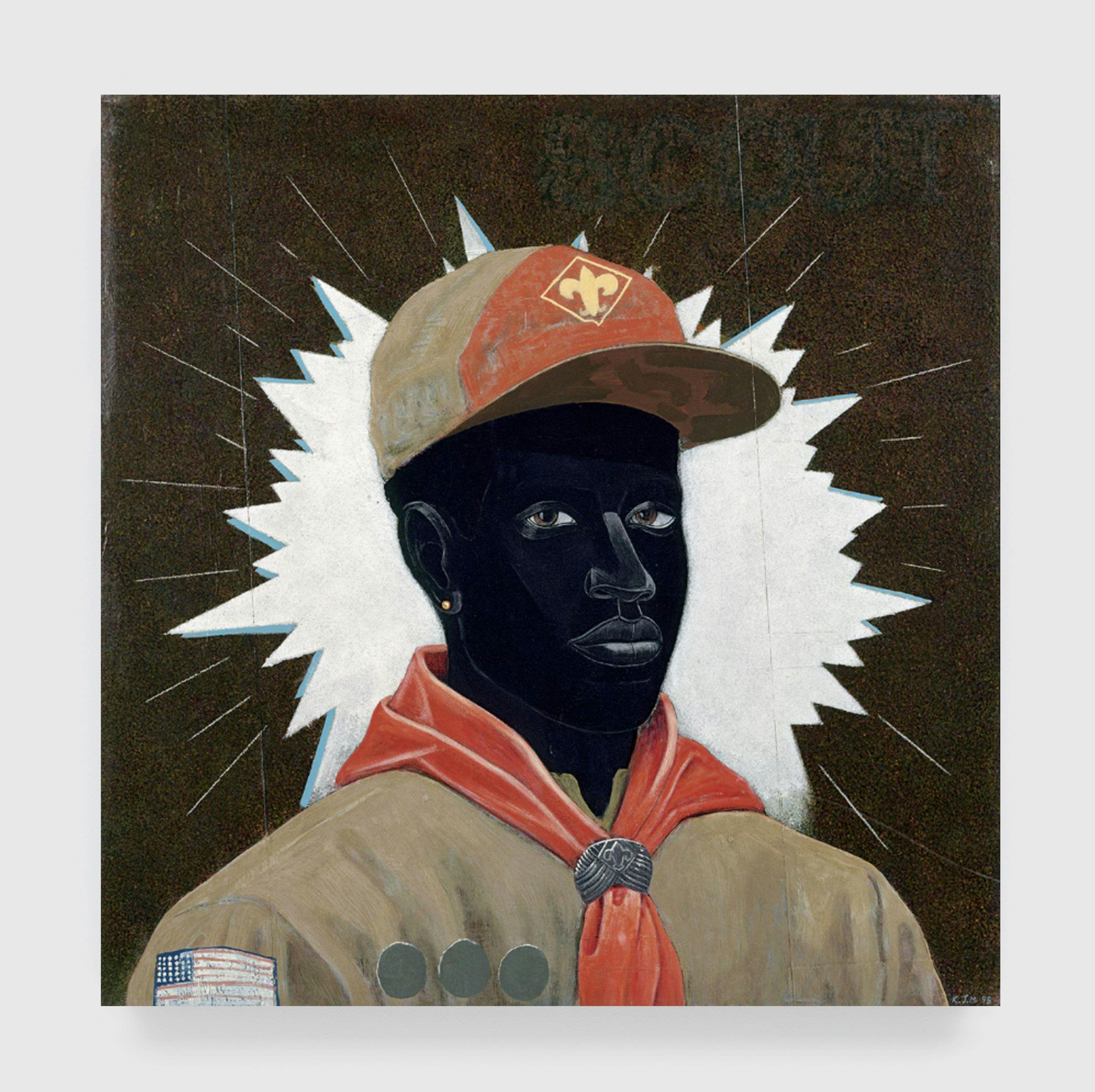 A painting by Kerry James, titled Marshall Scout (Boy), dated 1995.